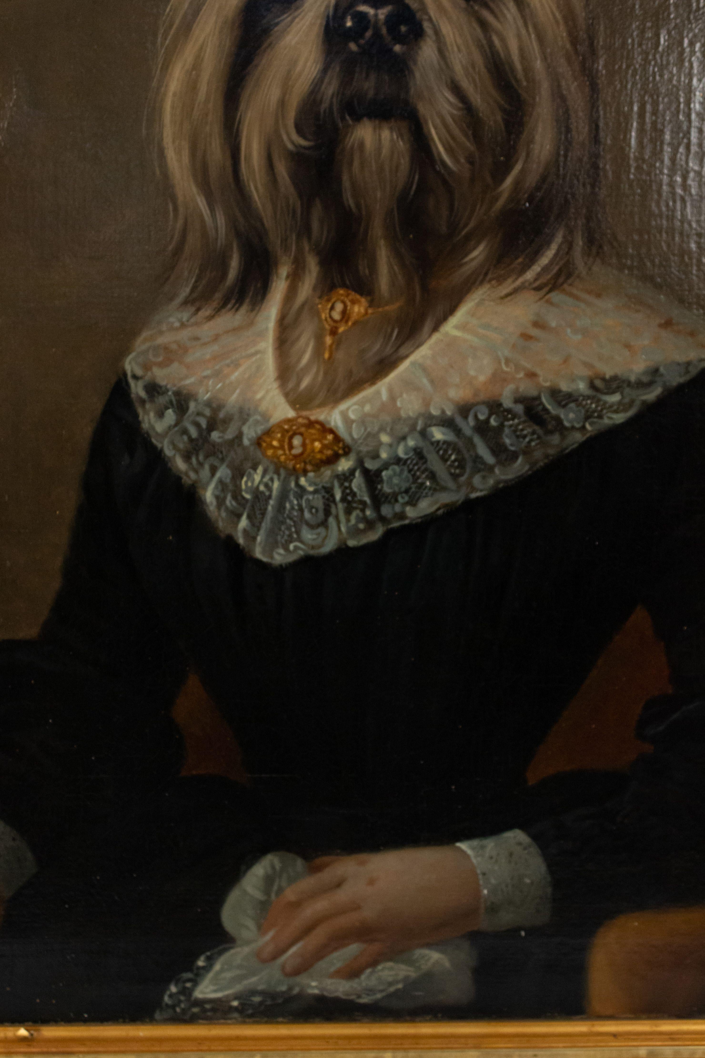 French Victorian Yorkshire Terrier Lady Portrait 1