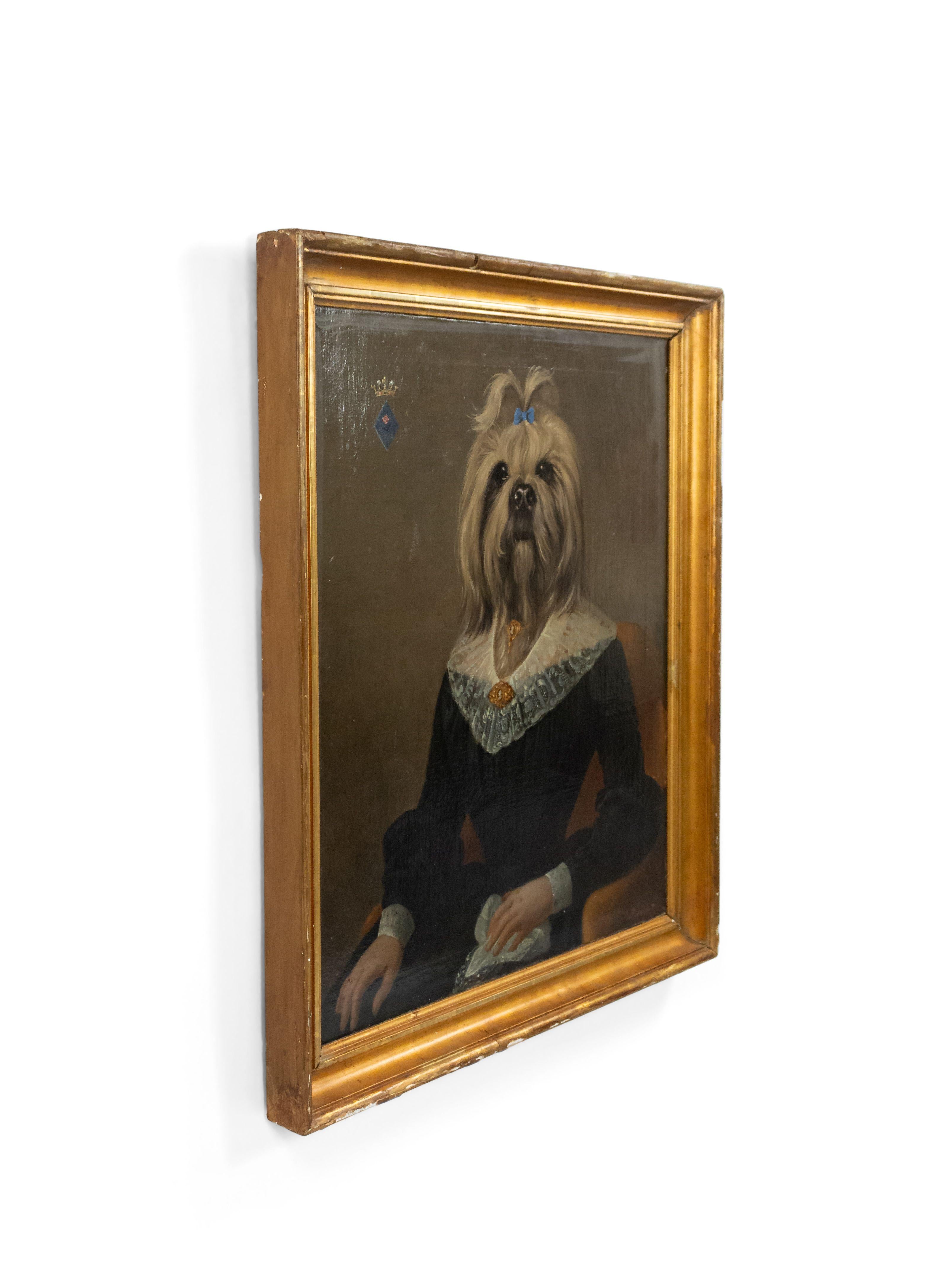 French Victorian Yorkshire Terrier Lady Portrait For Sale 2