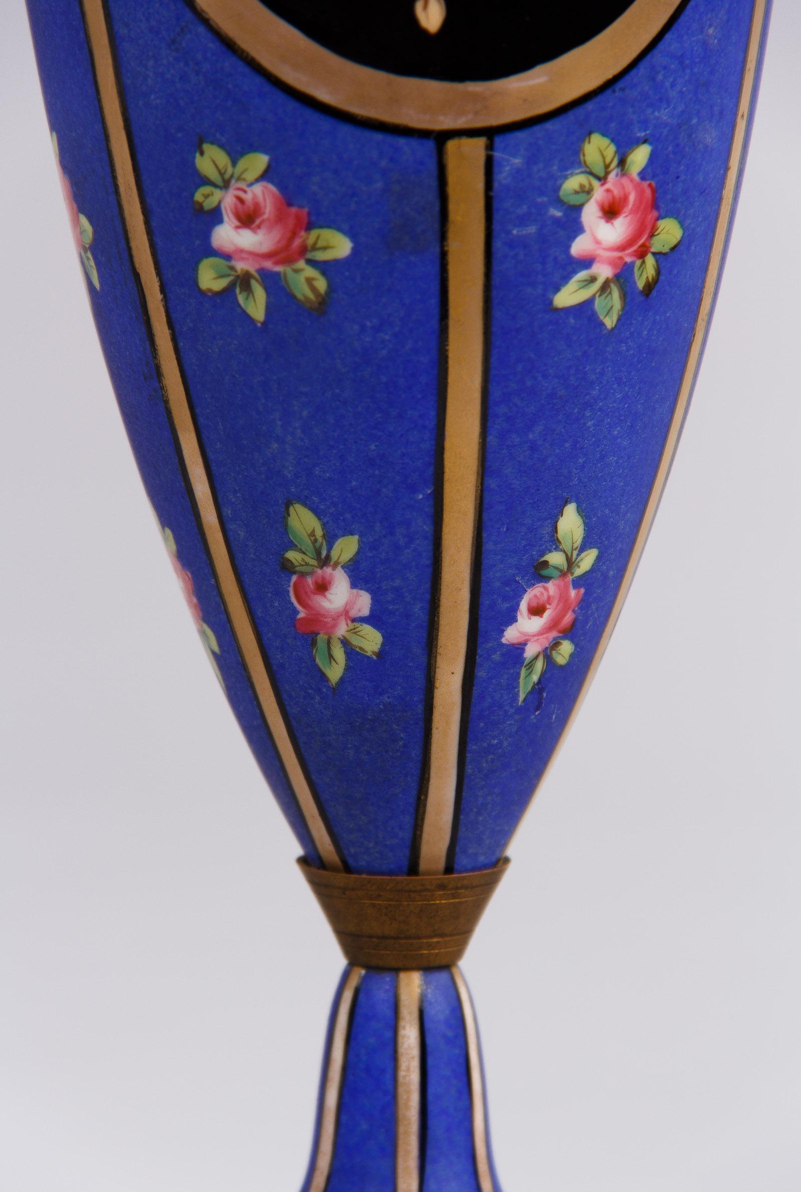 Painted French Vieux Paris Porcelain Table Lamp, Early 1900s