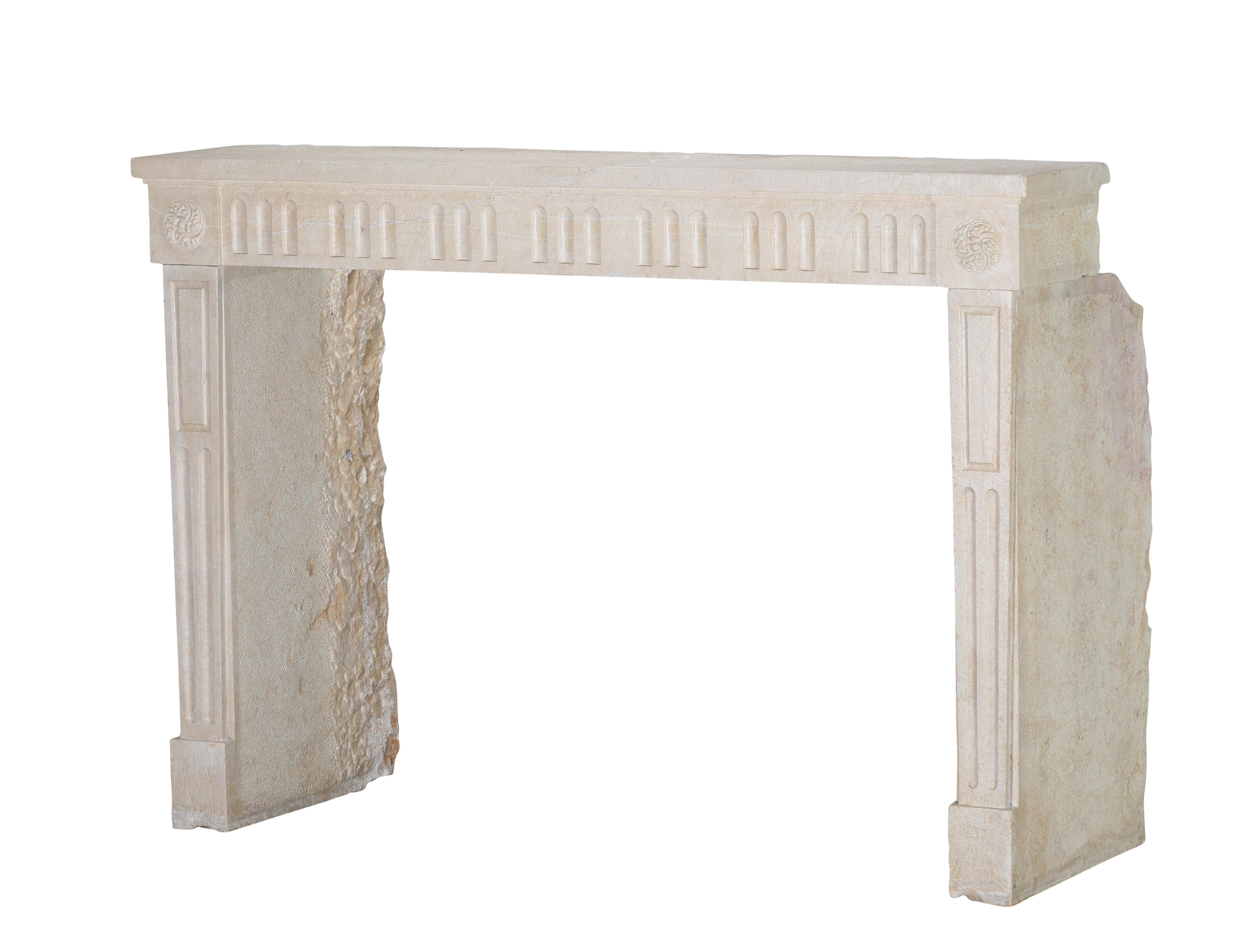 French Vigneron Fireplace Surround From Paris In Light Limestone For Sale 4
