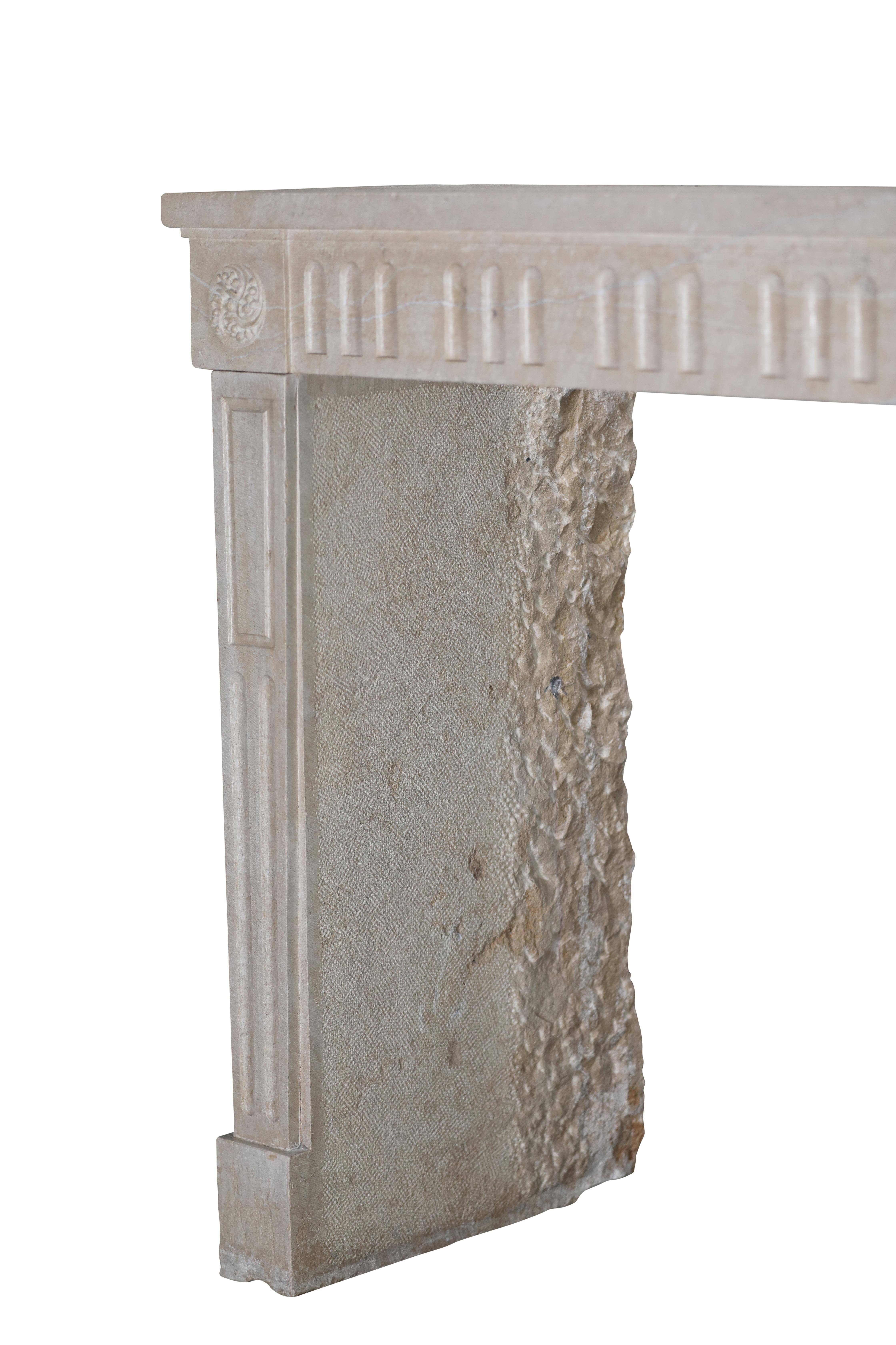 French Vigneron Fireplace Surround From Paris In Light Limestone For Sale 5
