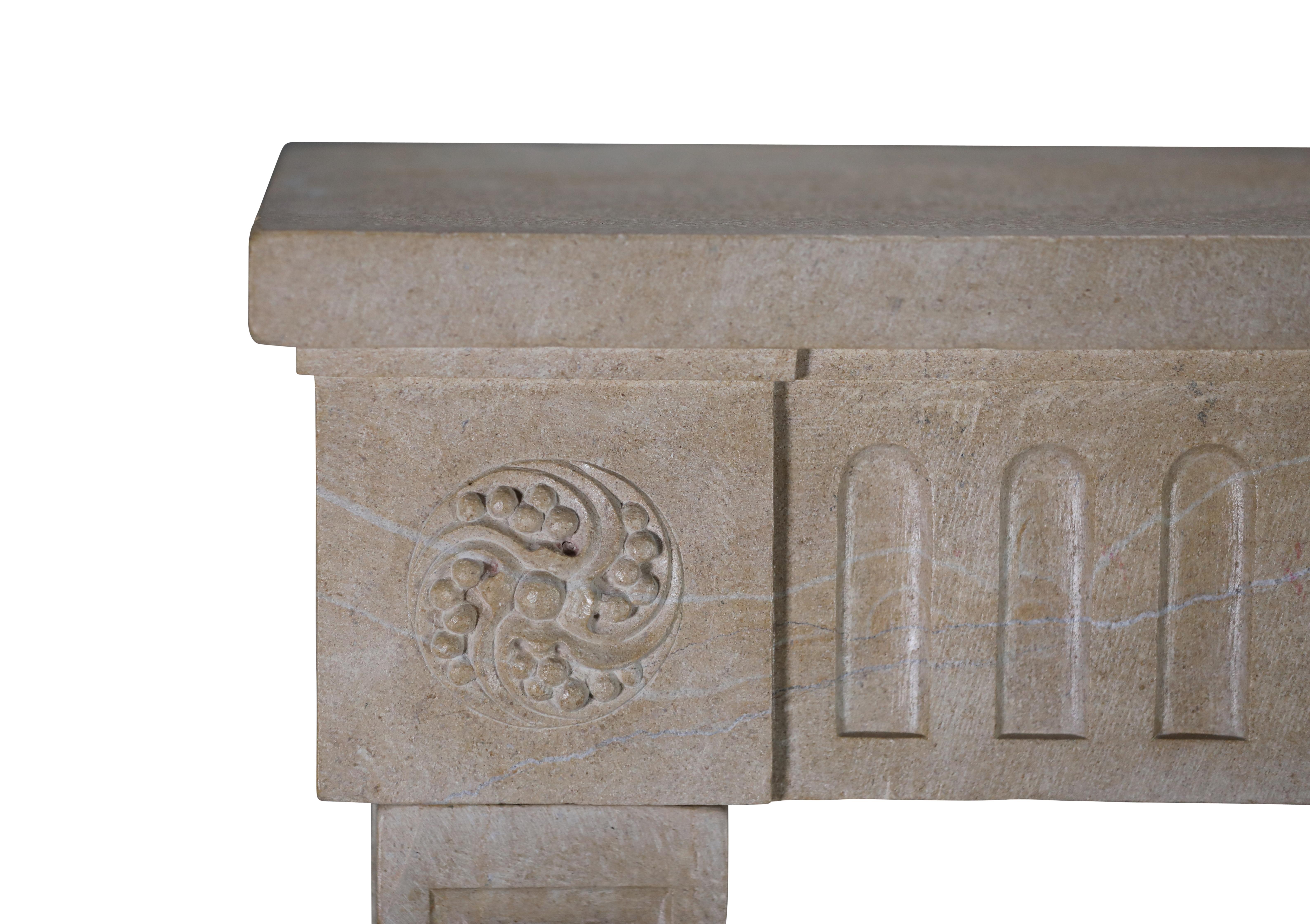 French Vigneron Fireplace Surround From Paris In Light Limestone For Sale 9
