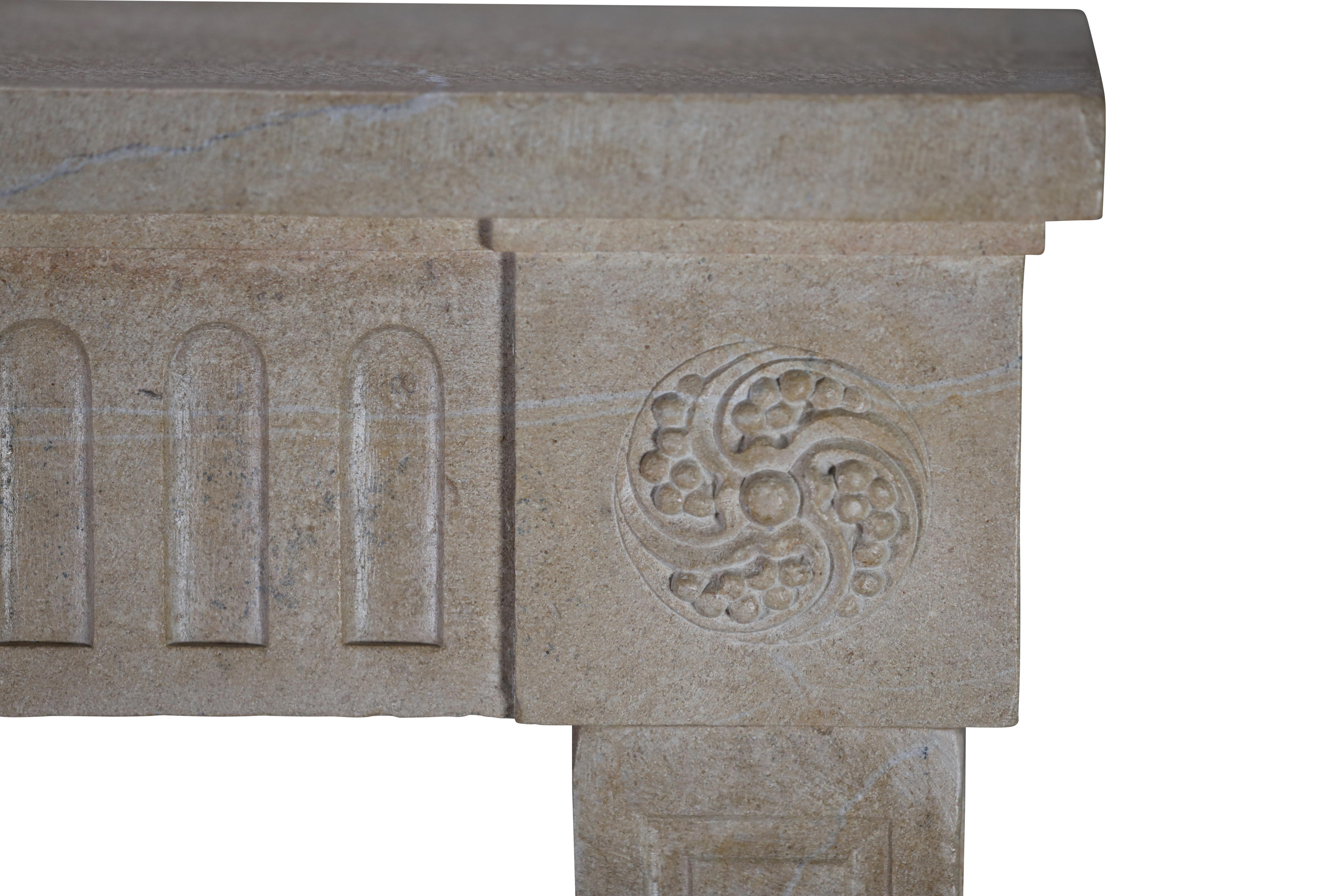 French Vigneron Fireplace Surround From Paris In Light Limestone For Sale 10