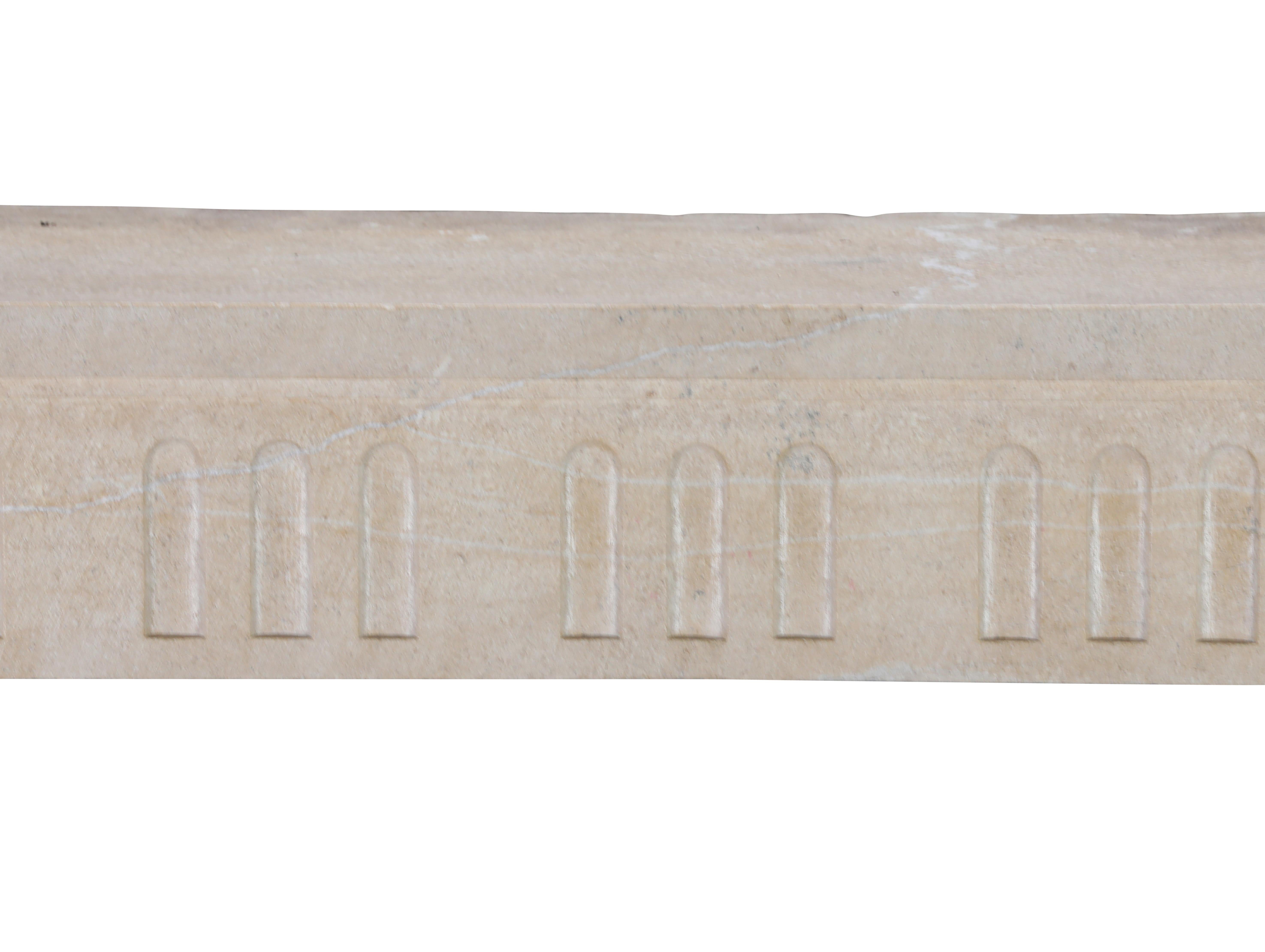 French Vigneron Fireplace Surround From Paris In Light Limestone For Sale 12
