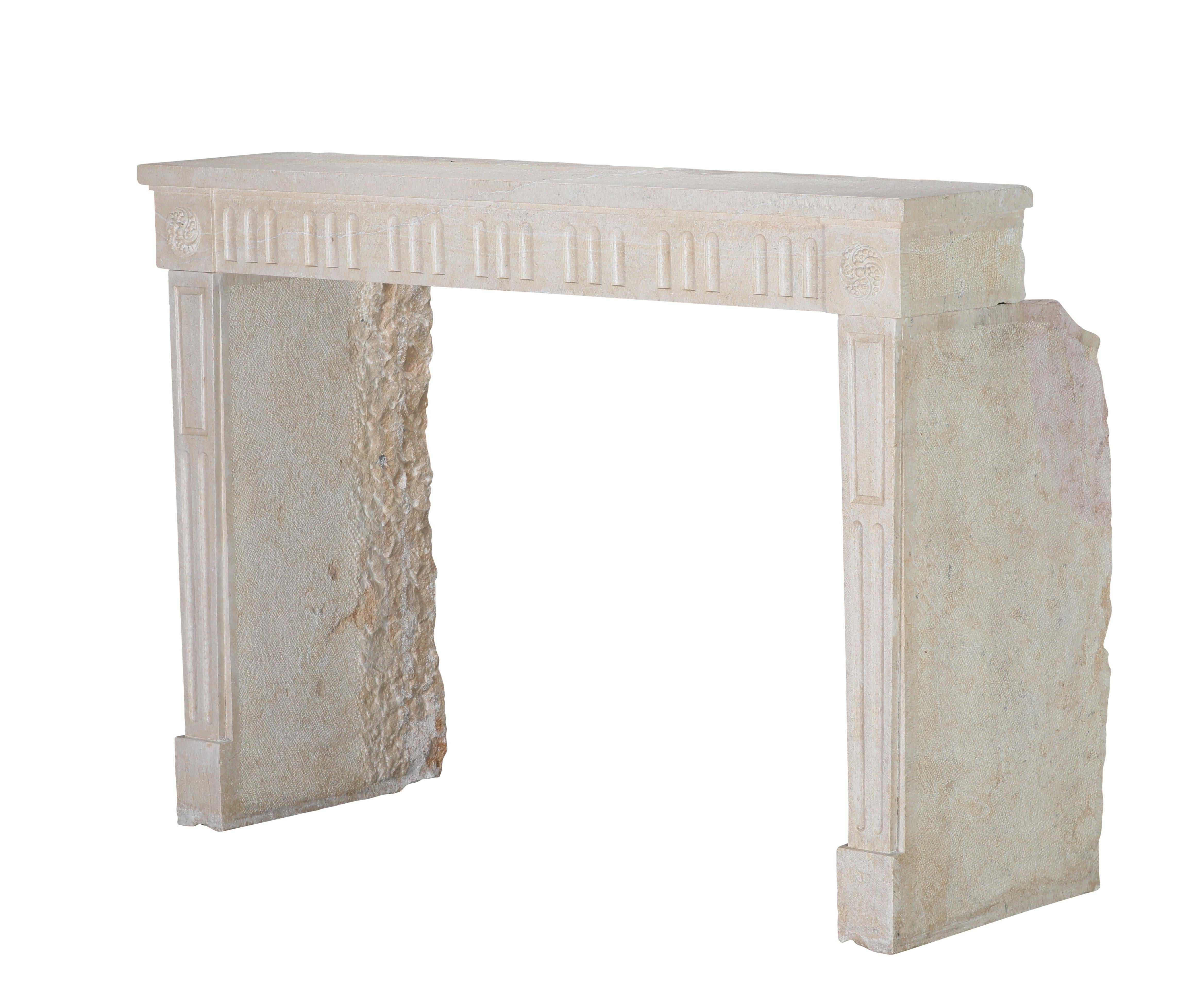 French Vigneron Fireplace Surround From Paris In Light Limestone For Sale 13