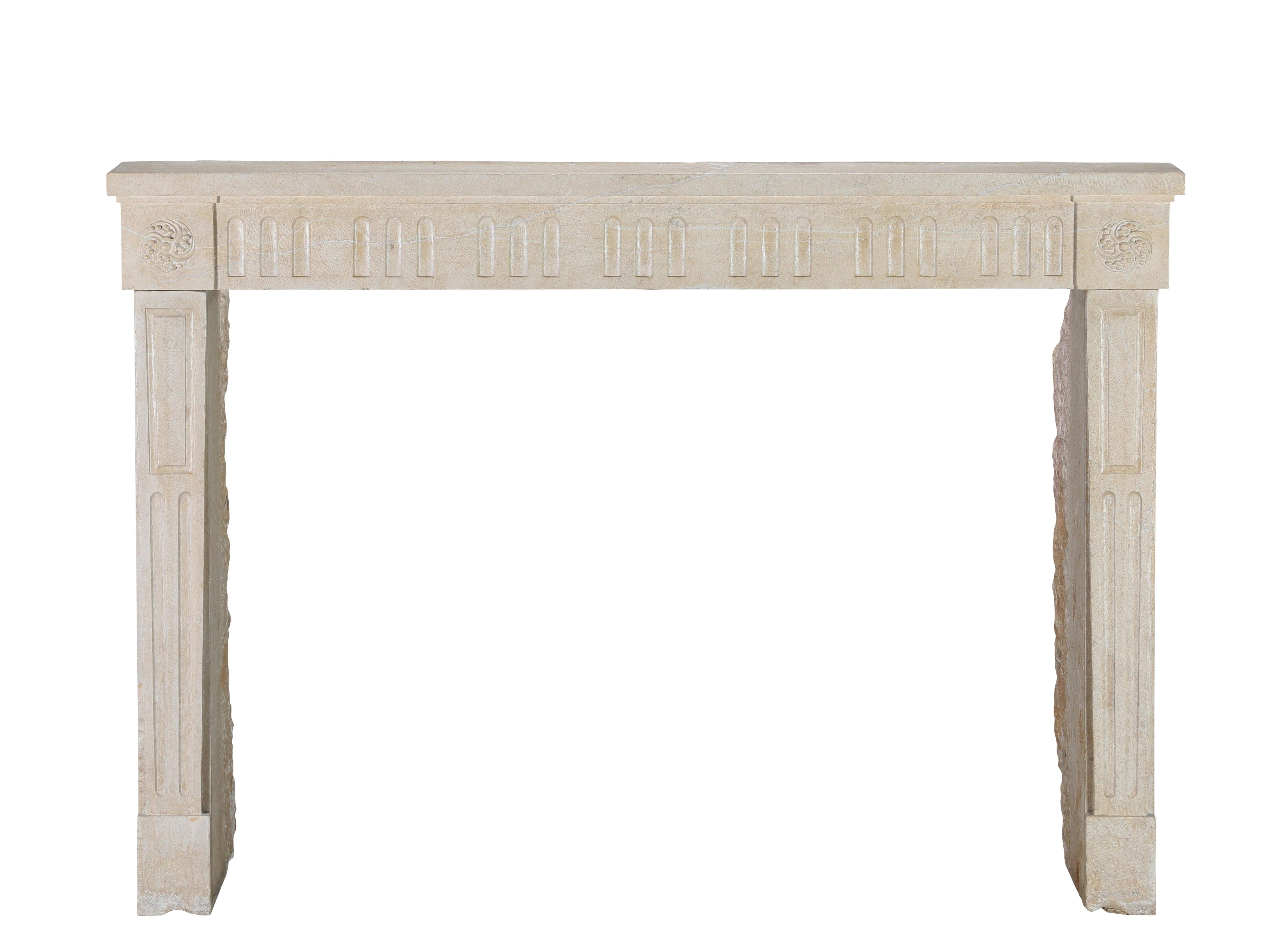French Vigneron Fireplace Surround From Paris In Light Limestone For Sale 14
