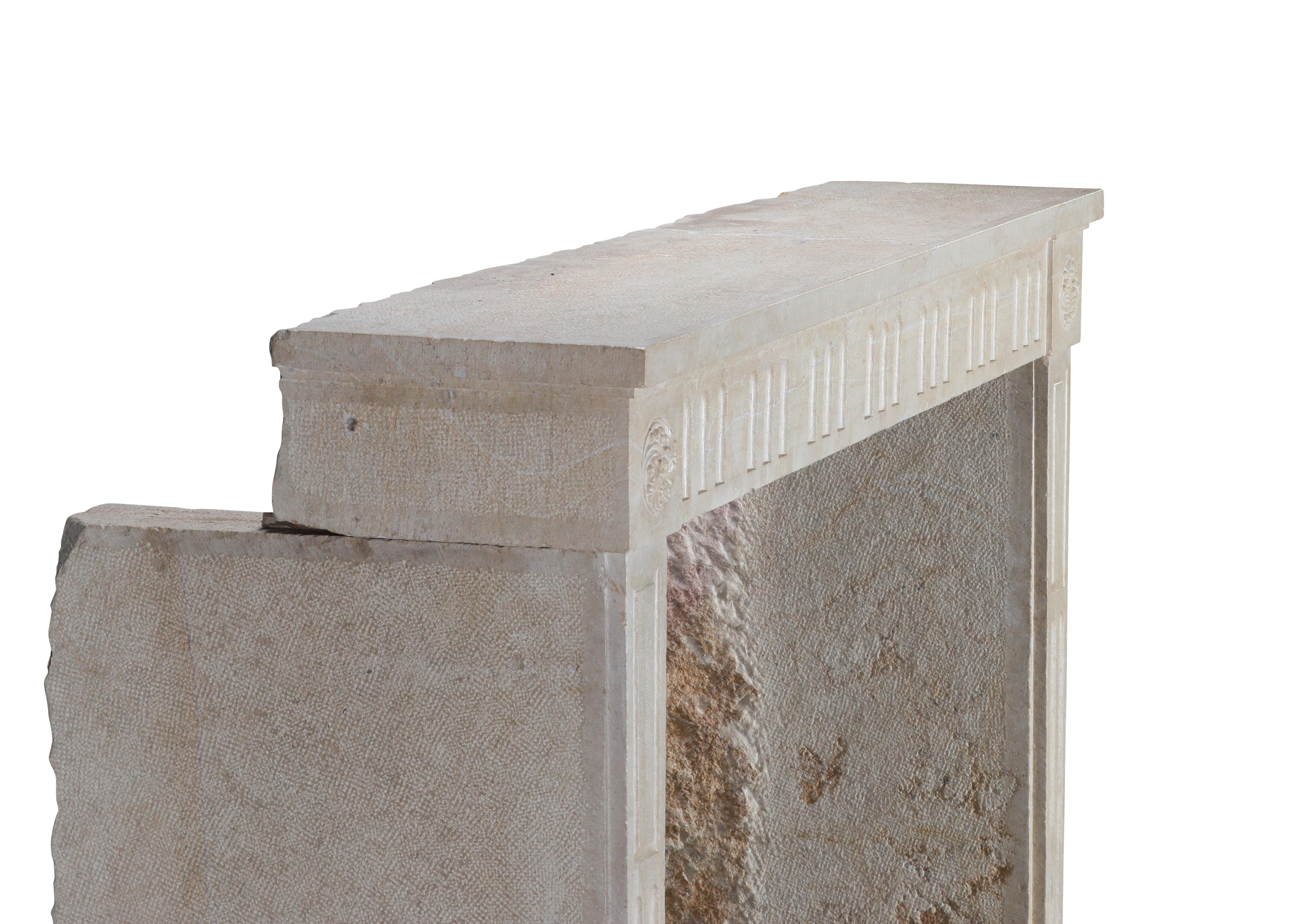 French Vigneron Fireplace Surround From Paris In Light Limestone For Sale 1