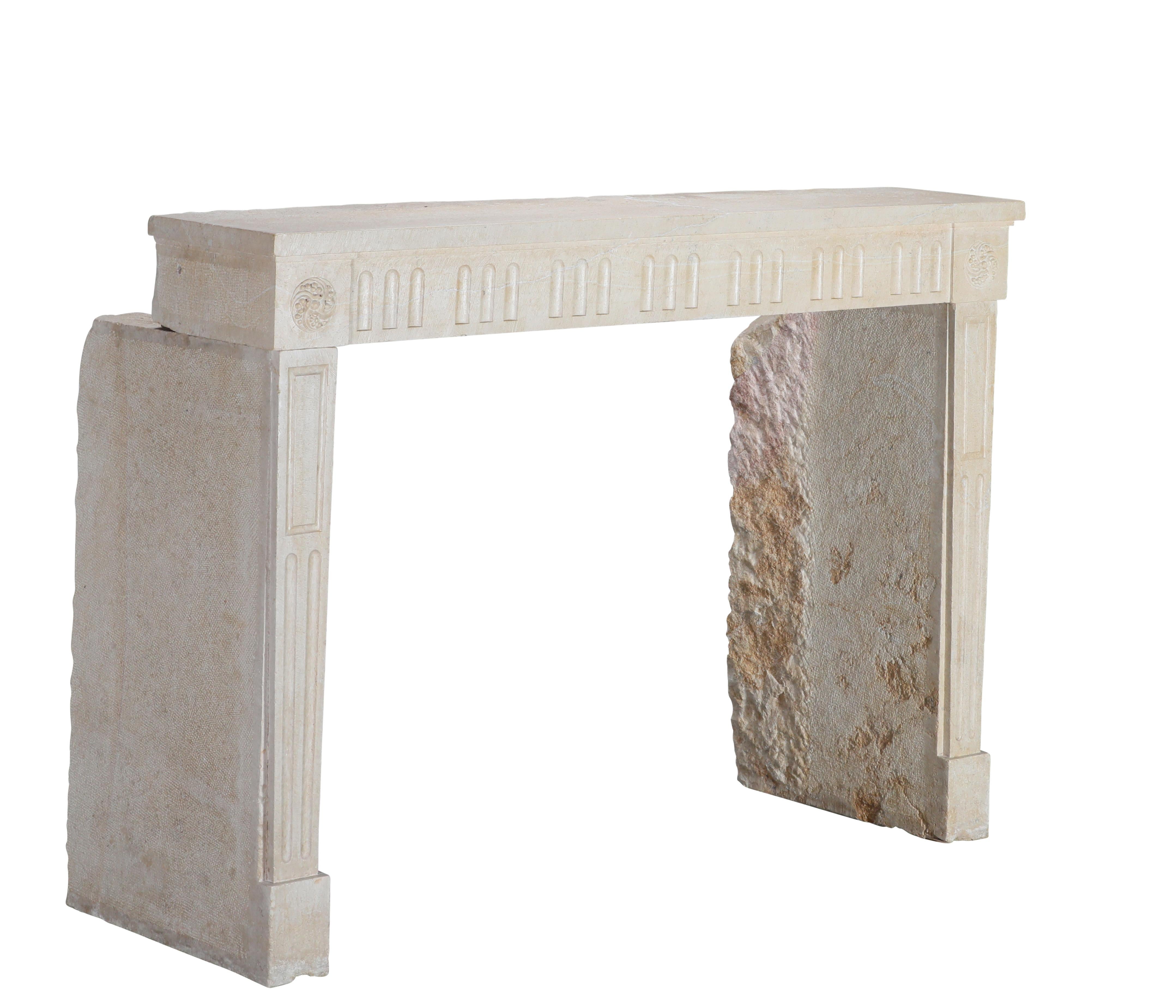French Vigneron Fireplace Surround From Paris In Light Limestone For Sale 3