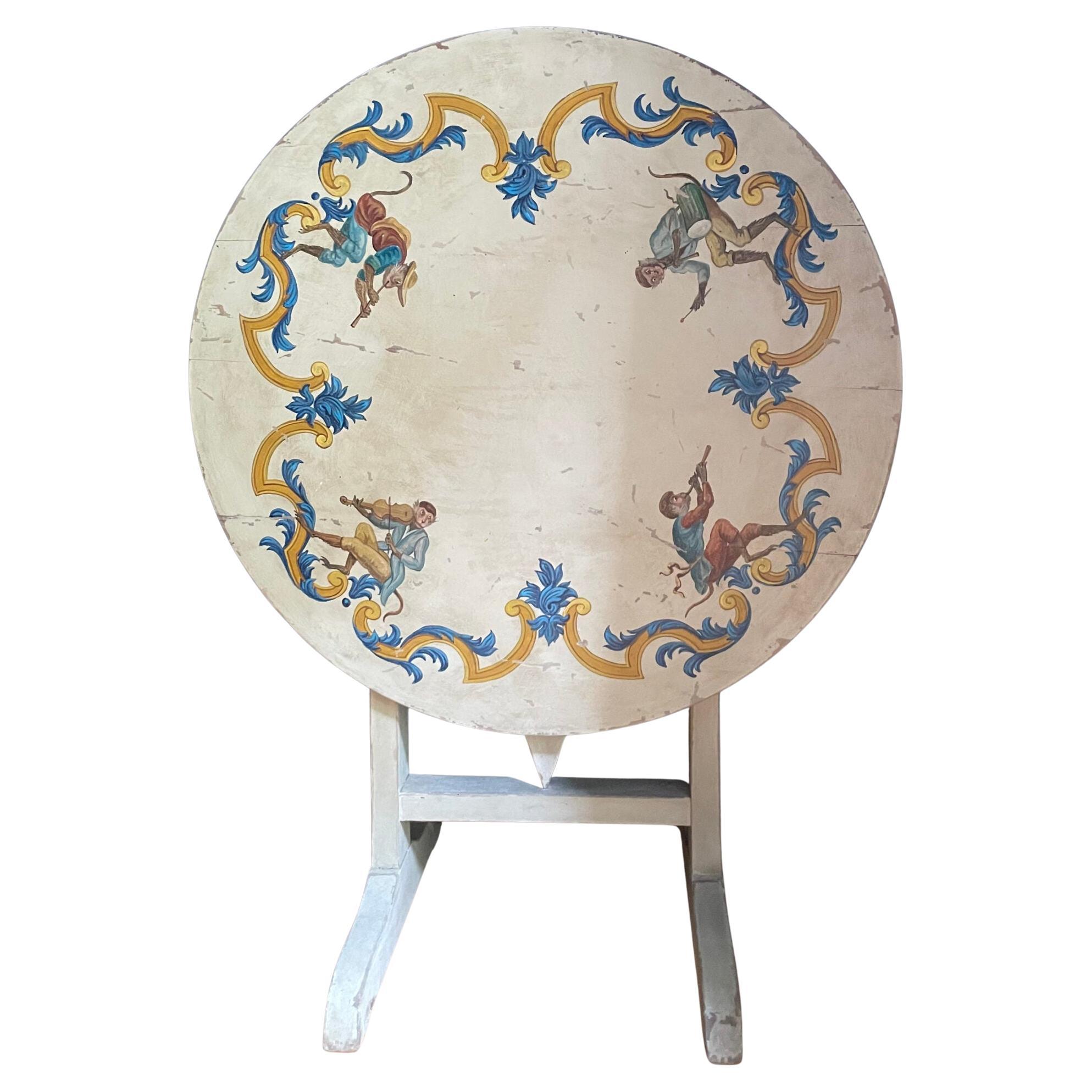 French Vigneron Folding Table with Original Polychromy