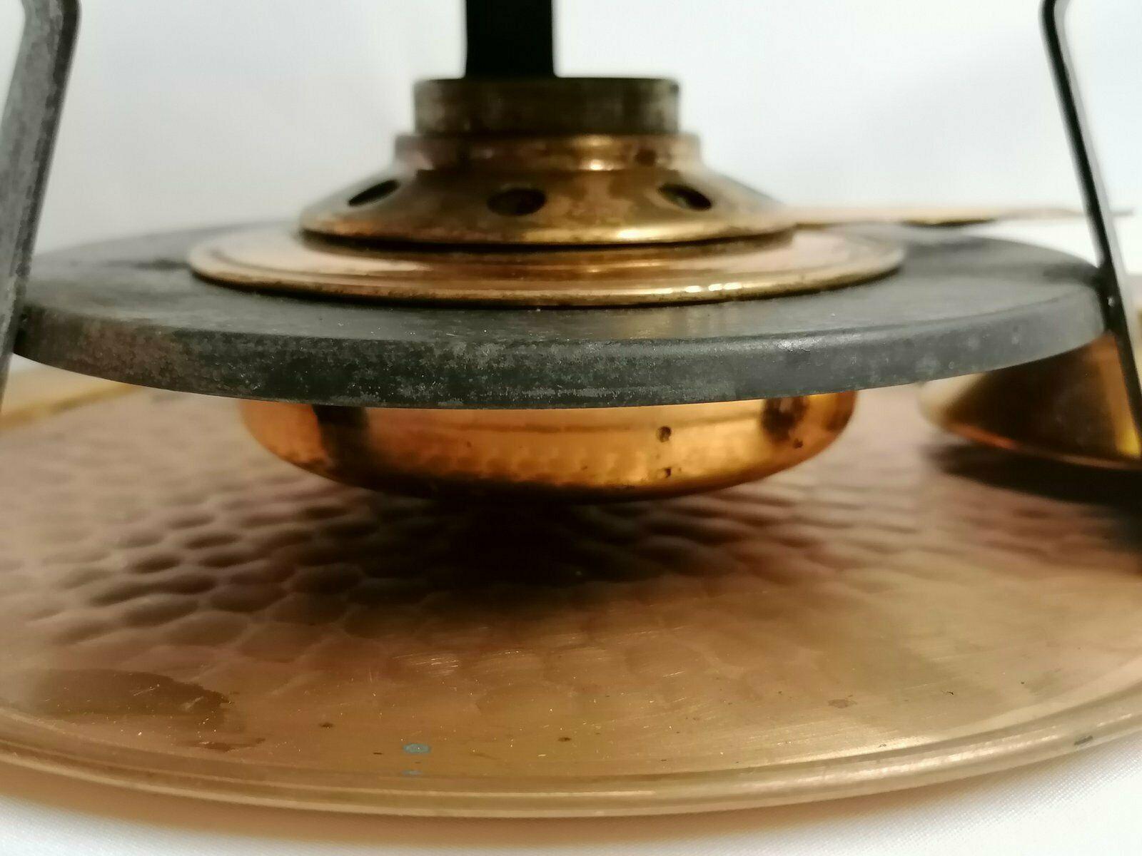 Lacquered French Villedieu Set of Antique Retro Copper Fondue Set with Burner Spring For Sale