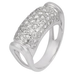 French vintage 1.20 carat diamond 18k white gold pave ring