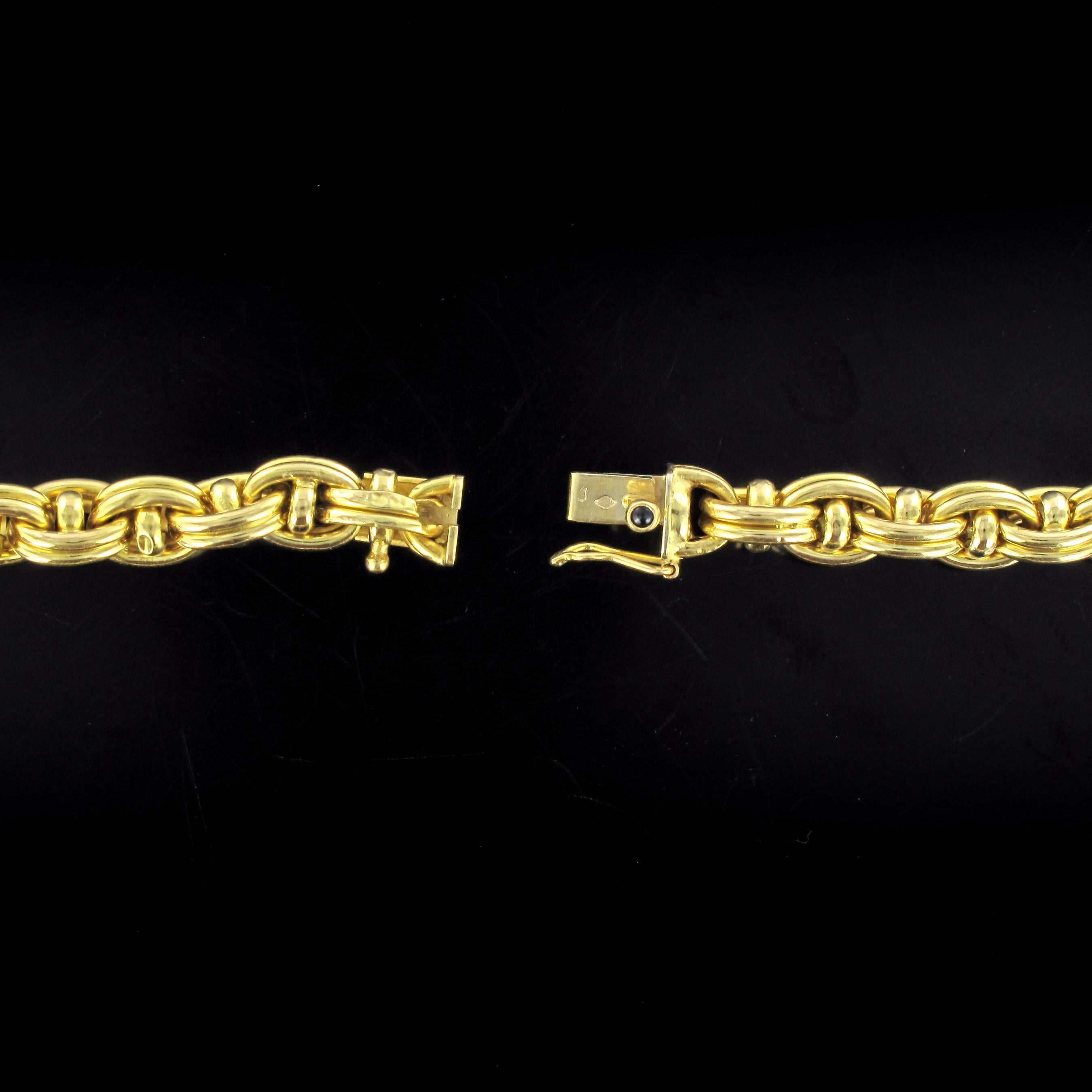 French Vintage 18 Karat Yellow Gold Caplain Link Necklace 2