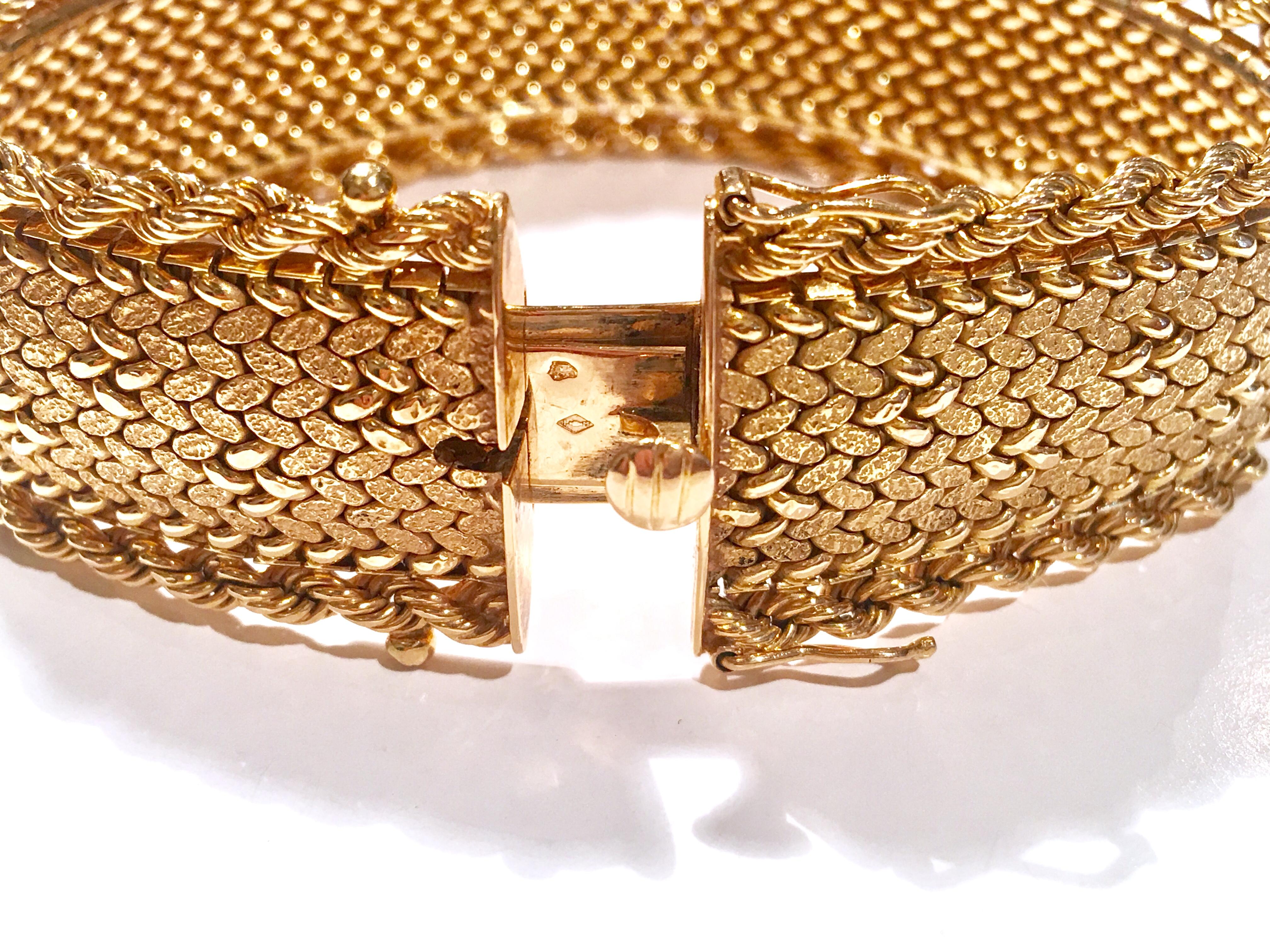 French Vintage 18 Karat Yellow Gold Flexible Cuff Bracelet 2