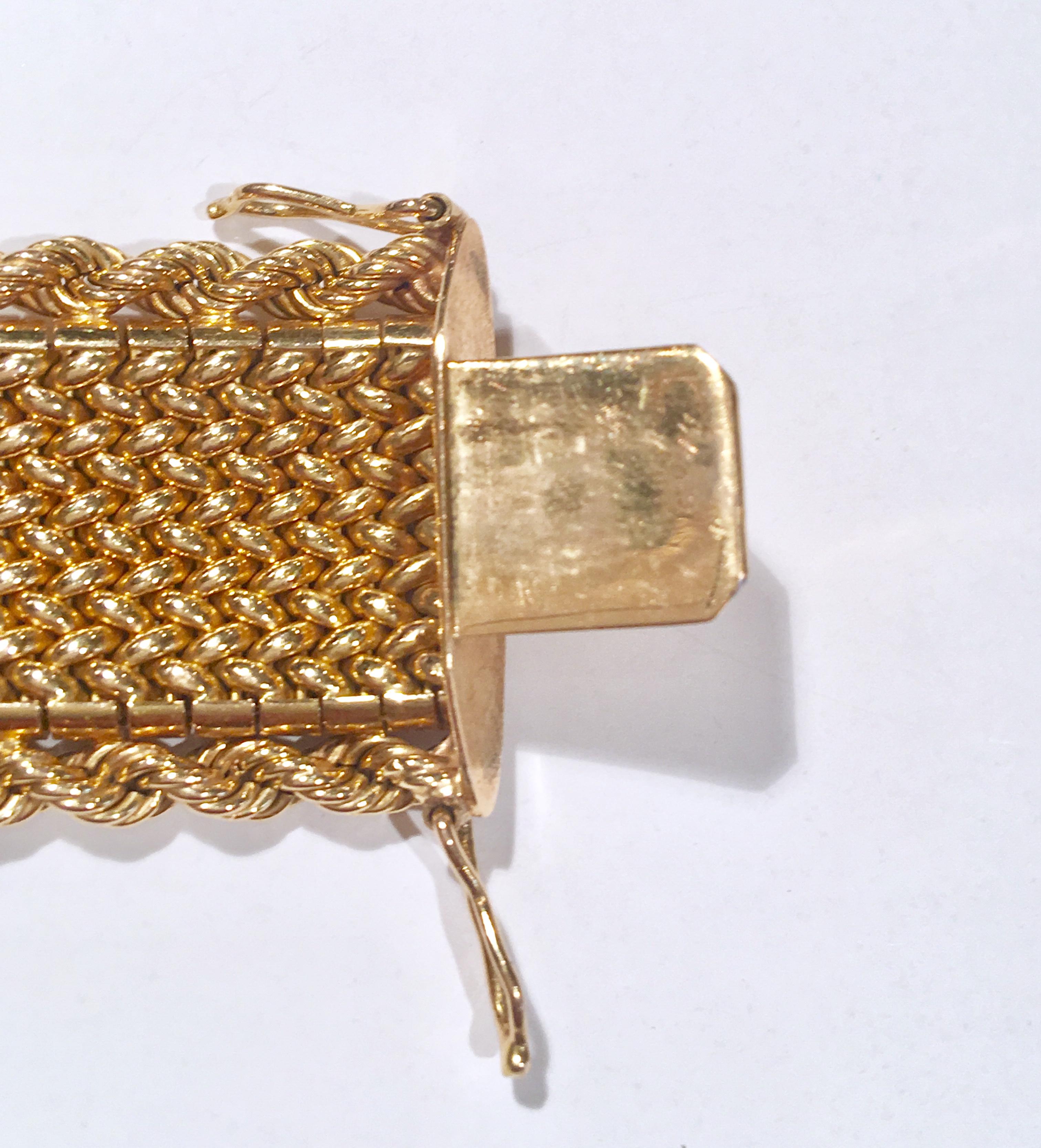 French Vintage 18 Karat Yellow Gold Flexible Cuff Bracelet 3
