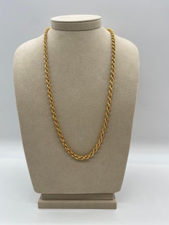 French Vintage 18 Karats Gold Twisted Mesh Necklace