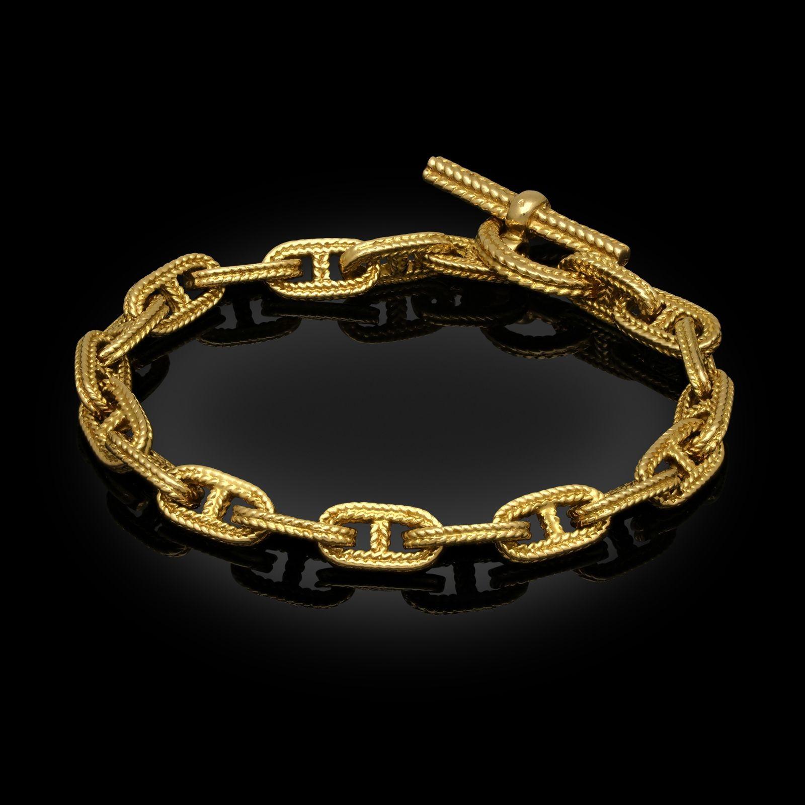 French Vintage 18ct Gold 'Chaîne d'Ancre' Style Bracelet Ca 1970 In Excellent Condition For Sale In London, GB