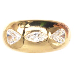 French Vintage 18ct Gold Gypsy Rubover 1.3 Carat Diamond Ring