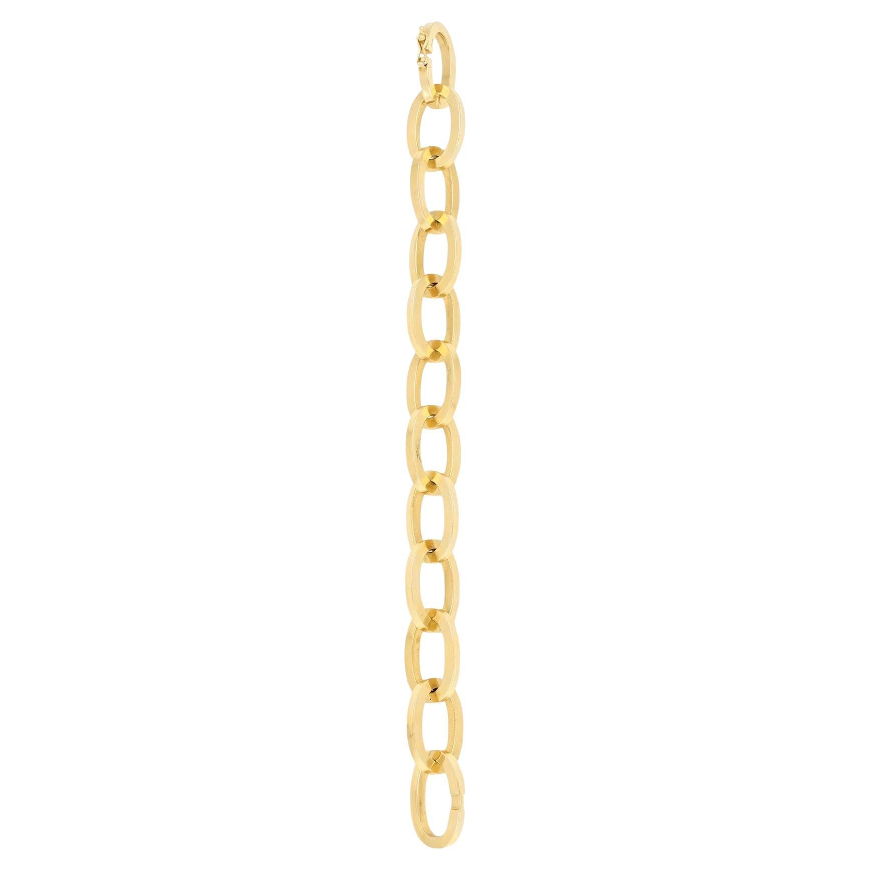 French Vintage 18ct Yellow Gold Oval Link Bracelet Circa 1960
