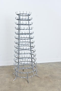 French Vintage 1920s Massive Zinc Bottle Drying Rack