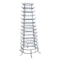 French Vintage 1920s Massive Zinc Bottle Drying Rack