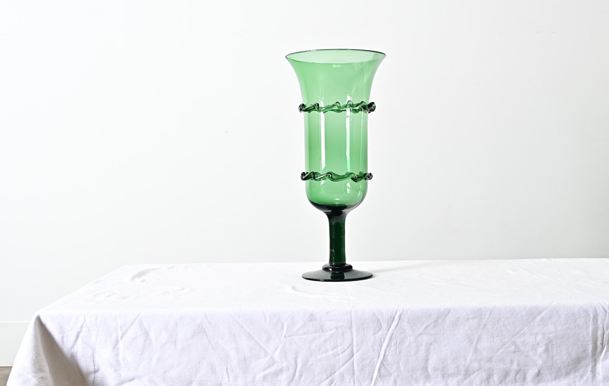 French Provincial French Vintage 20th Century Large Glass Vase For Sale
