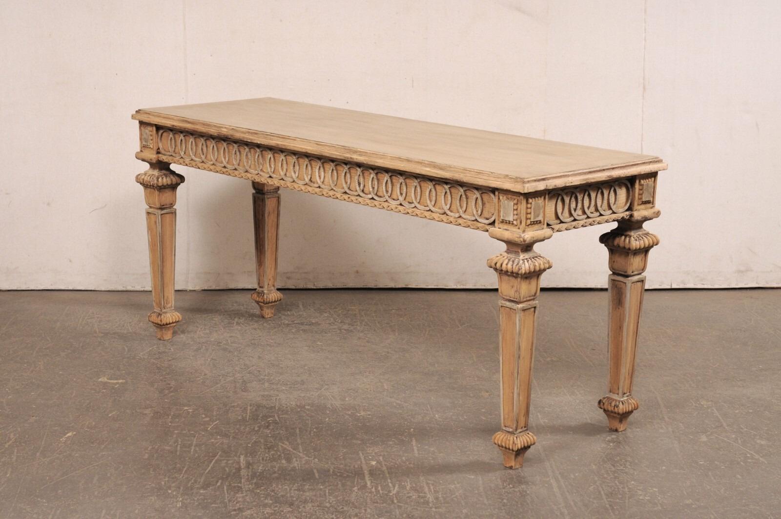 Französisch Vintage 6' lange geschnitzt-Holz-Konsole Tisch w / benutzerdefinierte gebleicht Finish im Angebot 6
