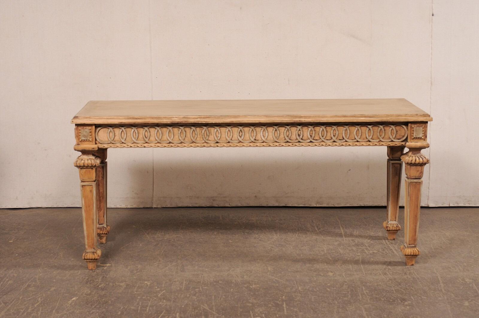 Französisch Vintage 6' lange geschnitzt-Holz-Konsole Tisch w / benutzerdefinierte gebleicht Finish im Angebot 7