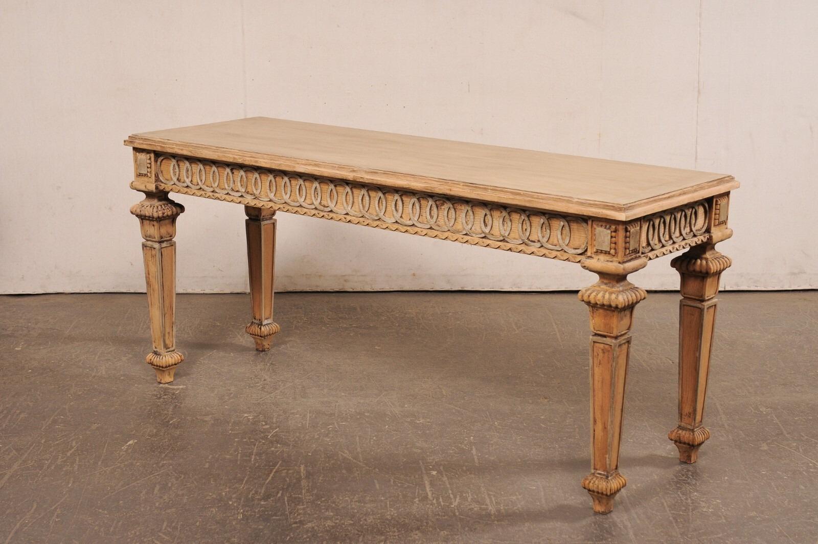 Französisch Vintage 6' lange geschnitzt-Holz-Konsole Tisch w / benutzerdefinierte gebleicht Finish im Angebot 2