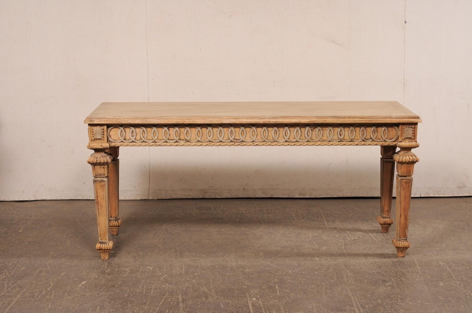 Französisch Vintage 6' lange geschnitzt-Holz-Konsole Tisch w / benutzerdefinierte gebleicht Finish im Angebot 3