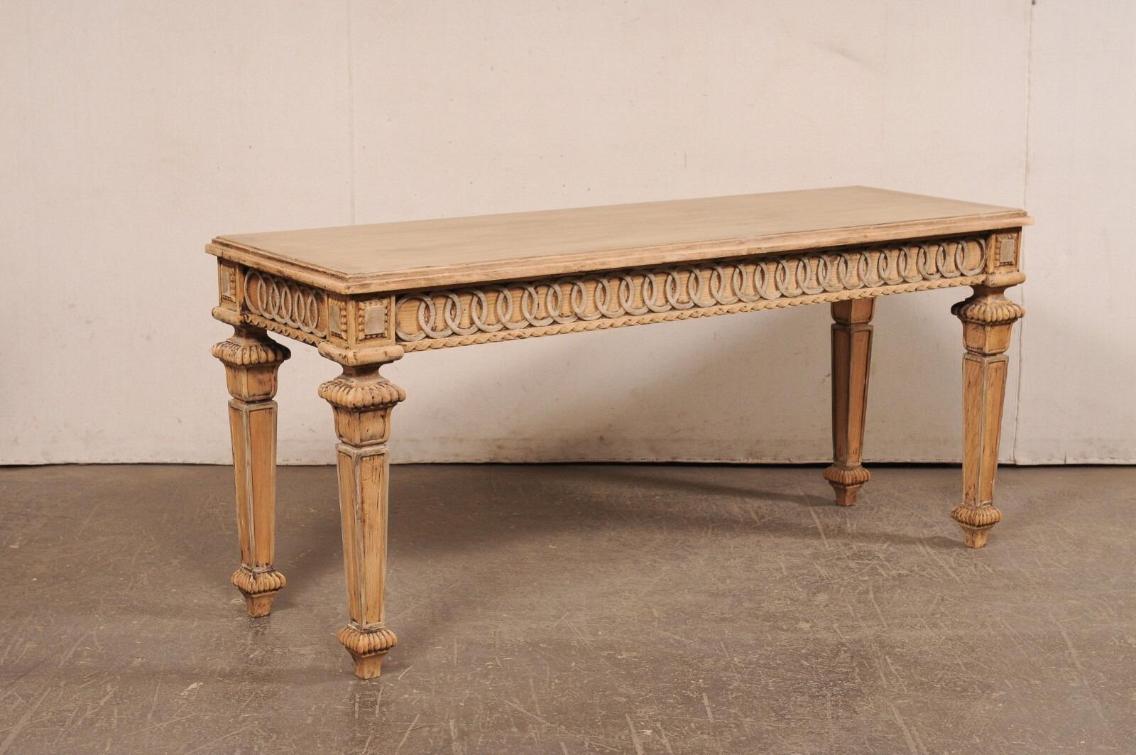 Französisch Vintage 6' lange geschnitzt-Holz-Konsole Tisch w / benutzerdefinierte gebleicht Finish im Angebot 4