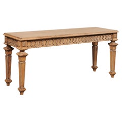French Vintage 6' Long Carved-Wood Console Table w/Custom Bleached Finish