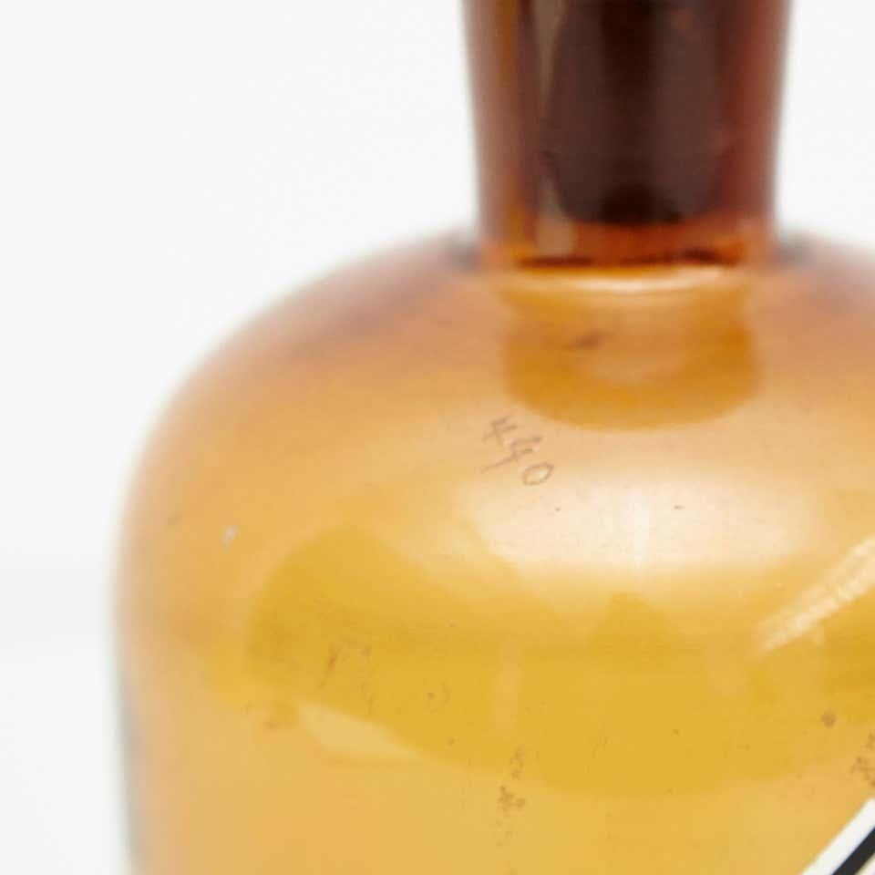 French Vintage Amber Glass Pharmacy Bottle with Marbles, circa 1930 For Sale 3