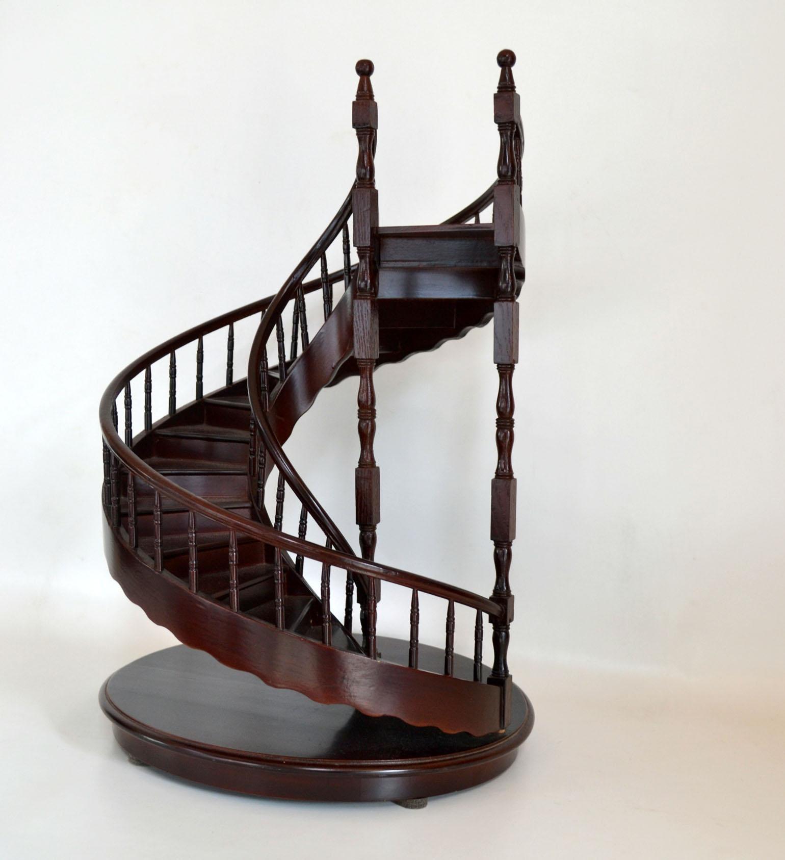 20th Century French Architectural Model Spiral Staircase in Mahogany