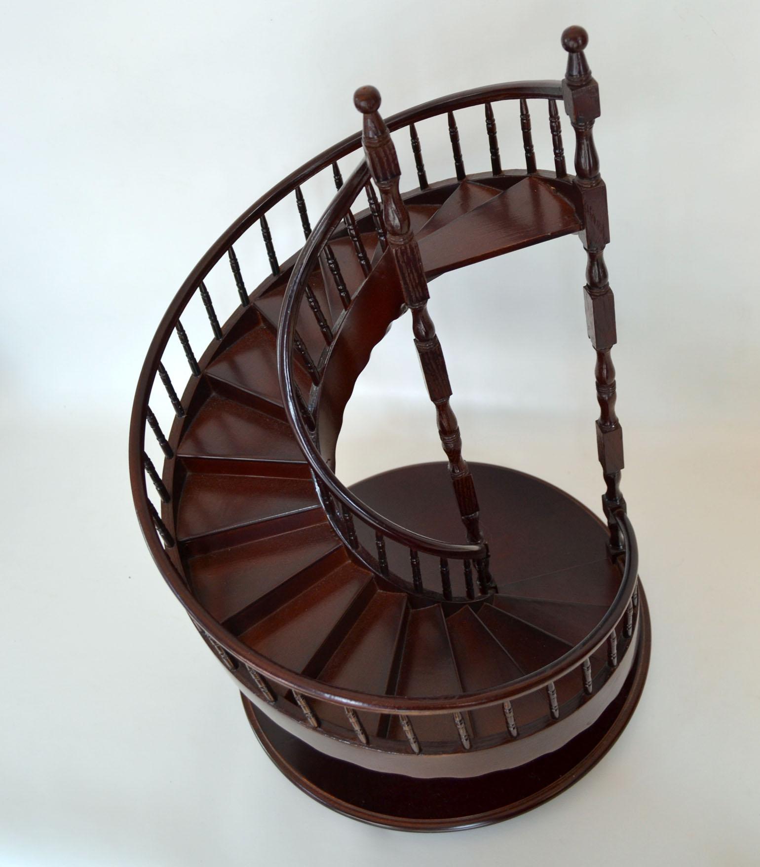 French Architectural Model Spiral Staircase in Mahogany 1