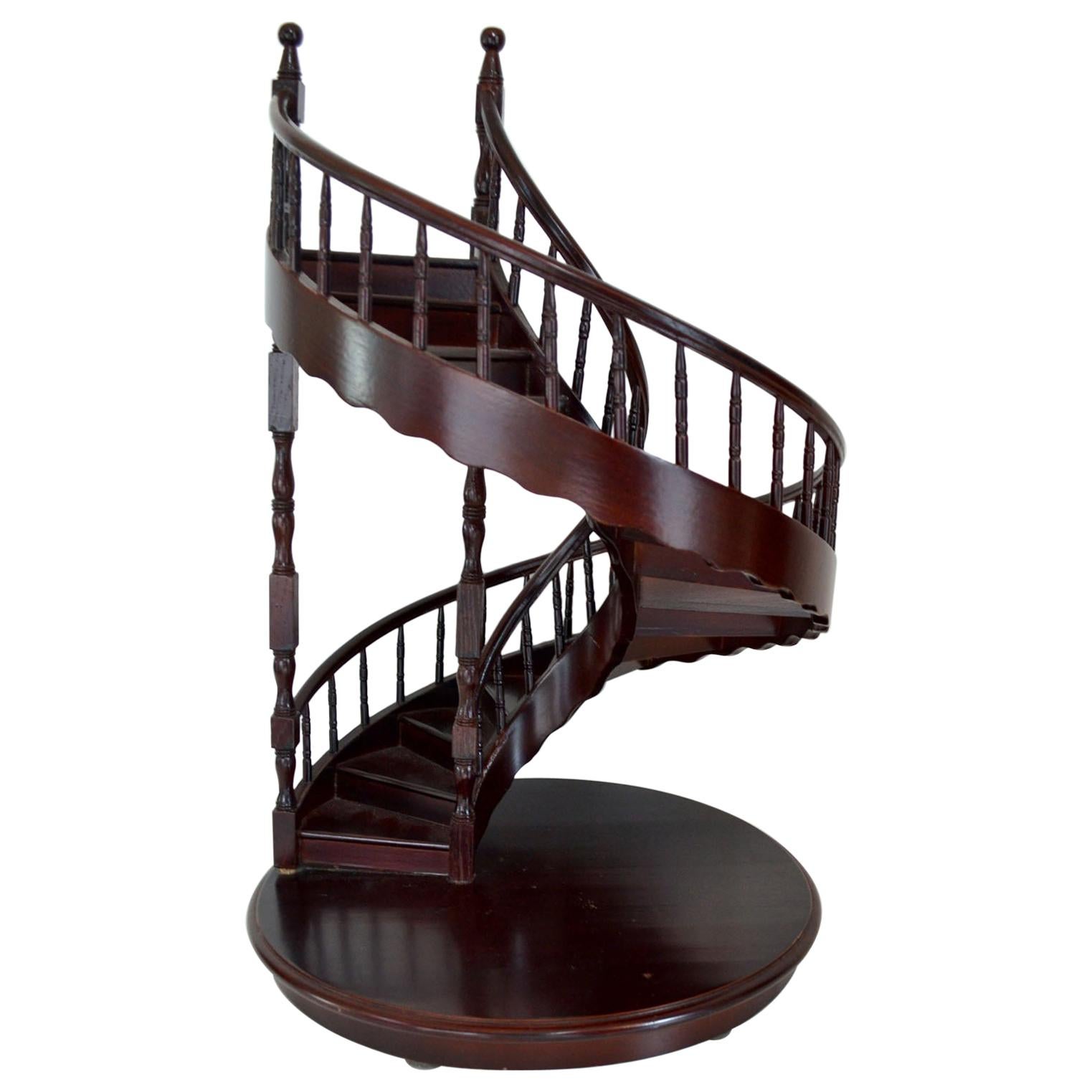 French Architectural Model Spiral Staircase in Mahogany