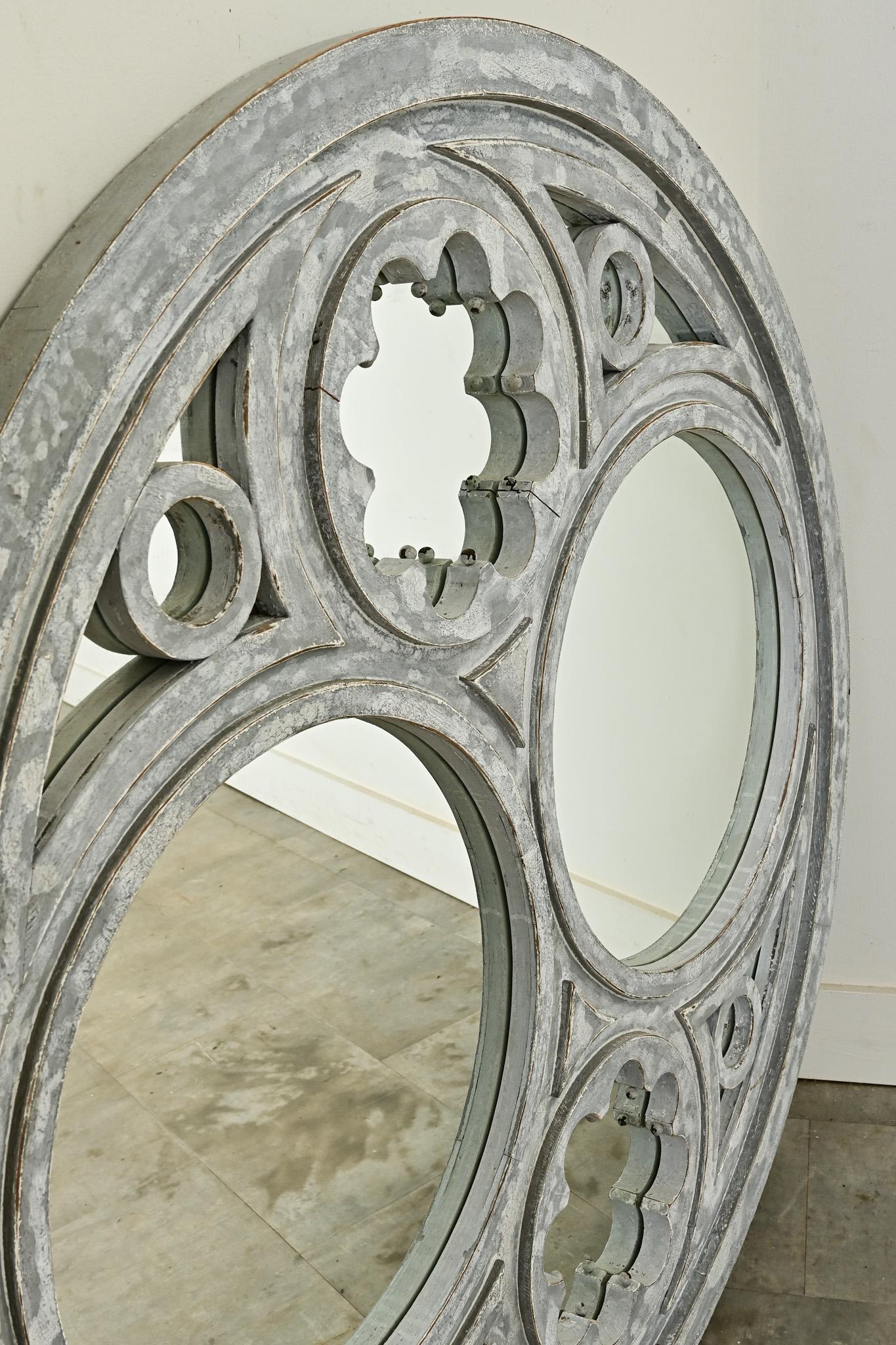20ième siècle Miroir rond architectural français vintage en vente