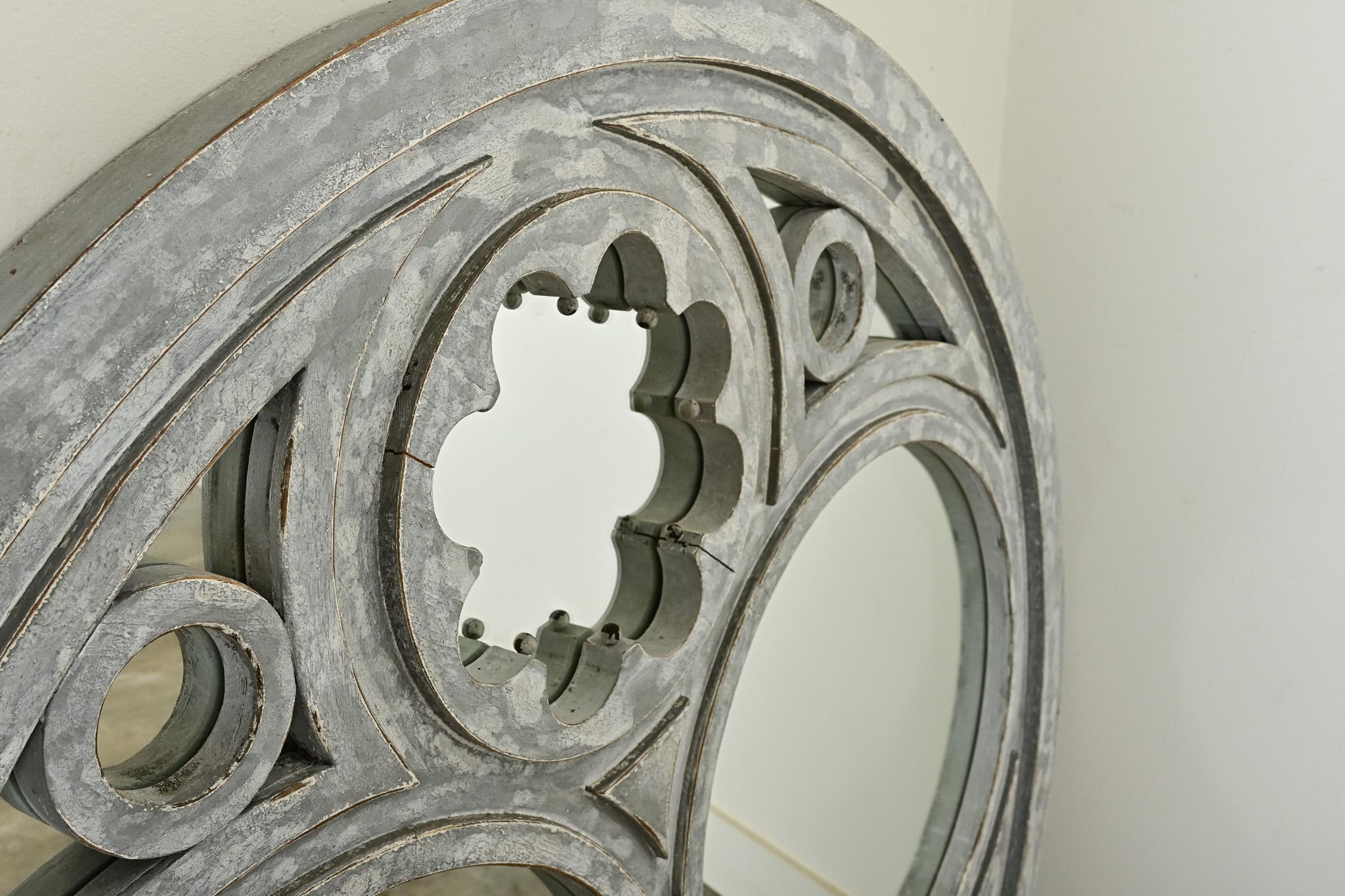 Verre Miroir rond architectural français vintage en vente