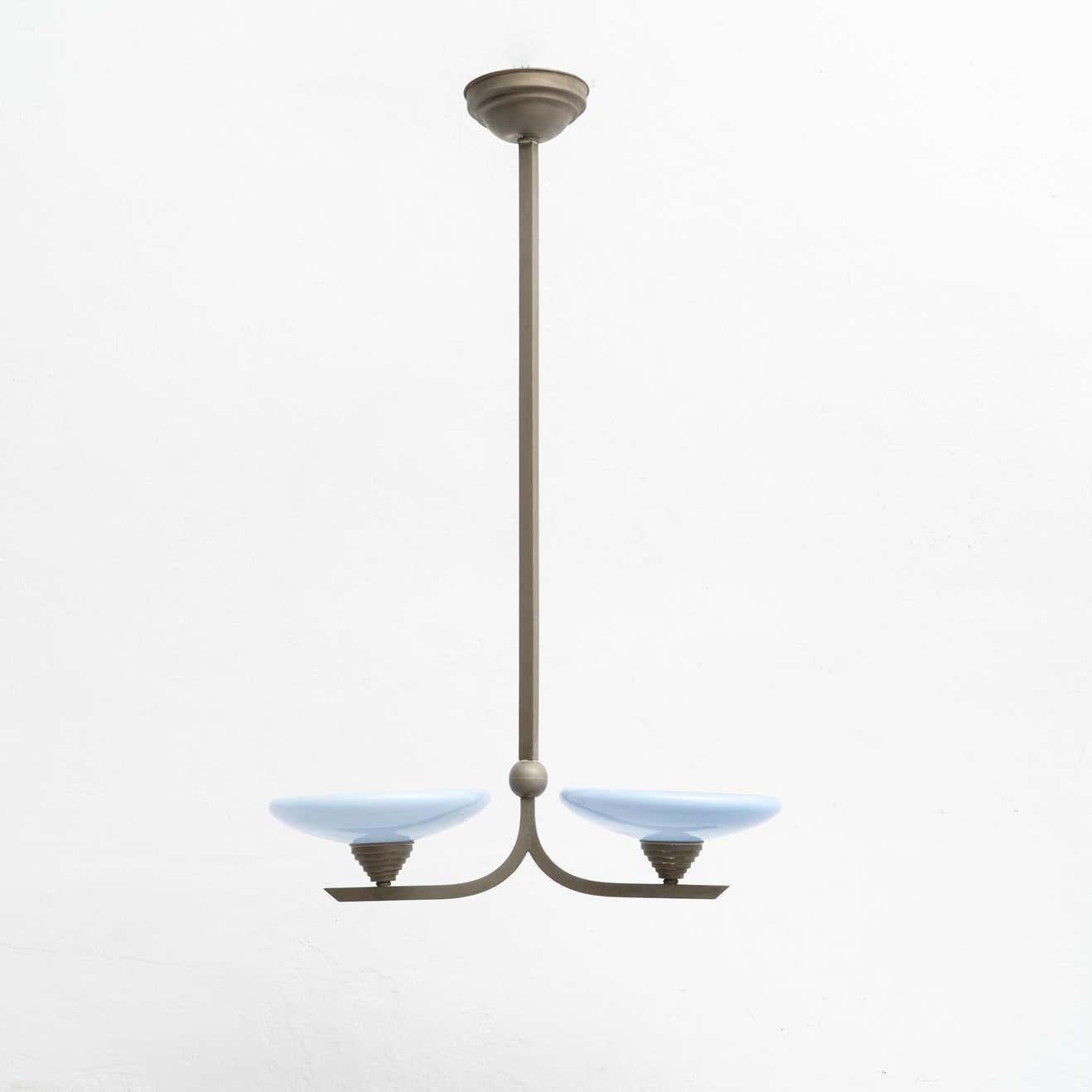 Lampada da soffitto Art Deco francese d'epoca, 1940 circa in vendita 3