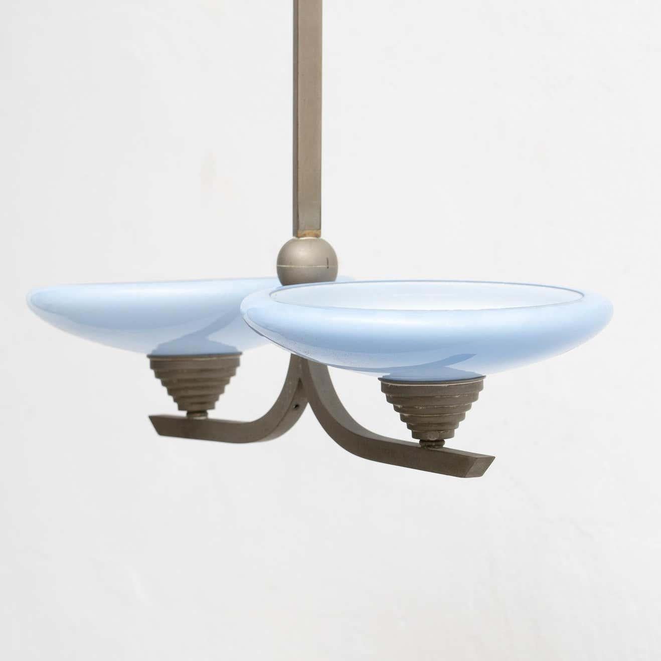 Lampada da soffitto Art Deco francese d'epoca, 1940 circa in vendita 5