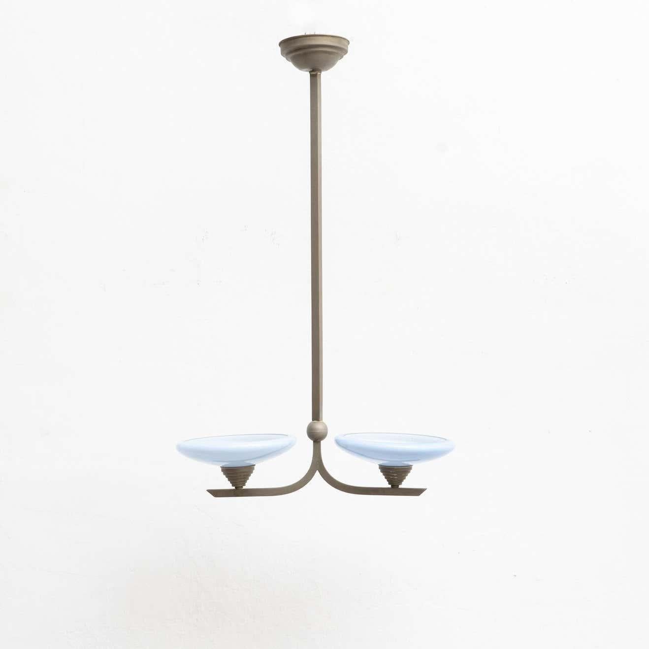 Metallo Lampada da soffitto Art Deco francese d'epoca, 1940 circa in vendita