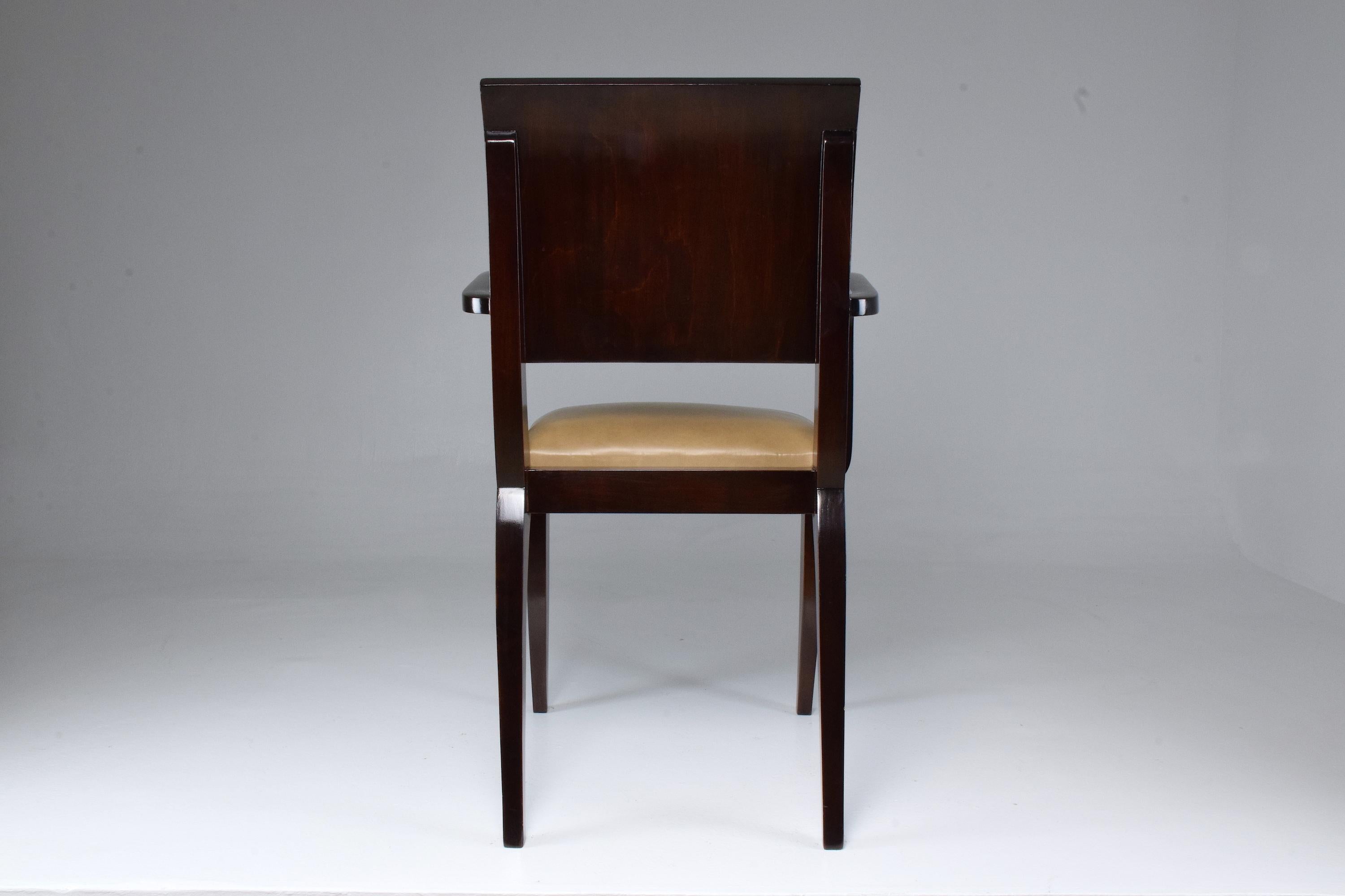 Lacquered French Vintage Art Deco Mahogany Chair, 1940s