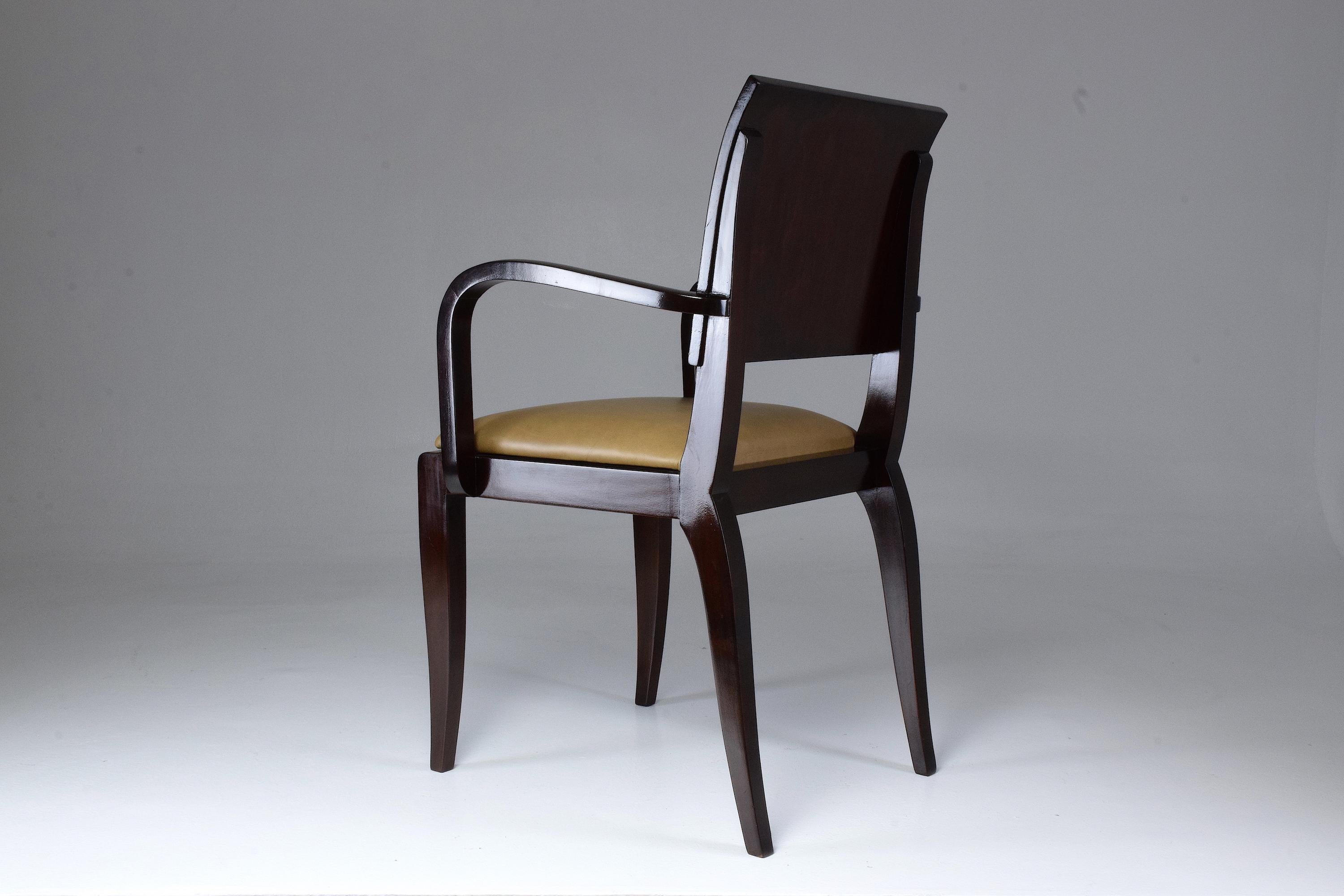 French Vintage Art Deco Mahogany Chair, 1940s In Good Condition In Paris, FR