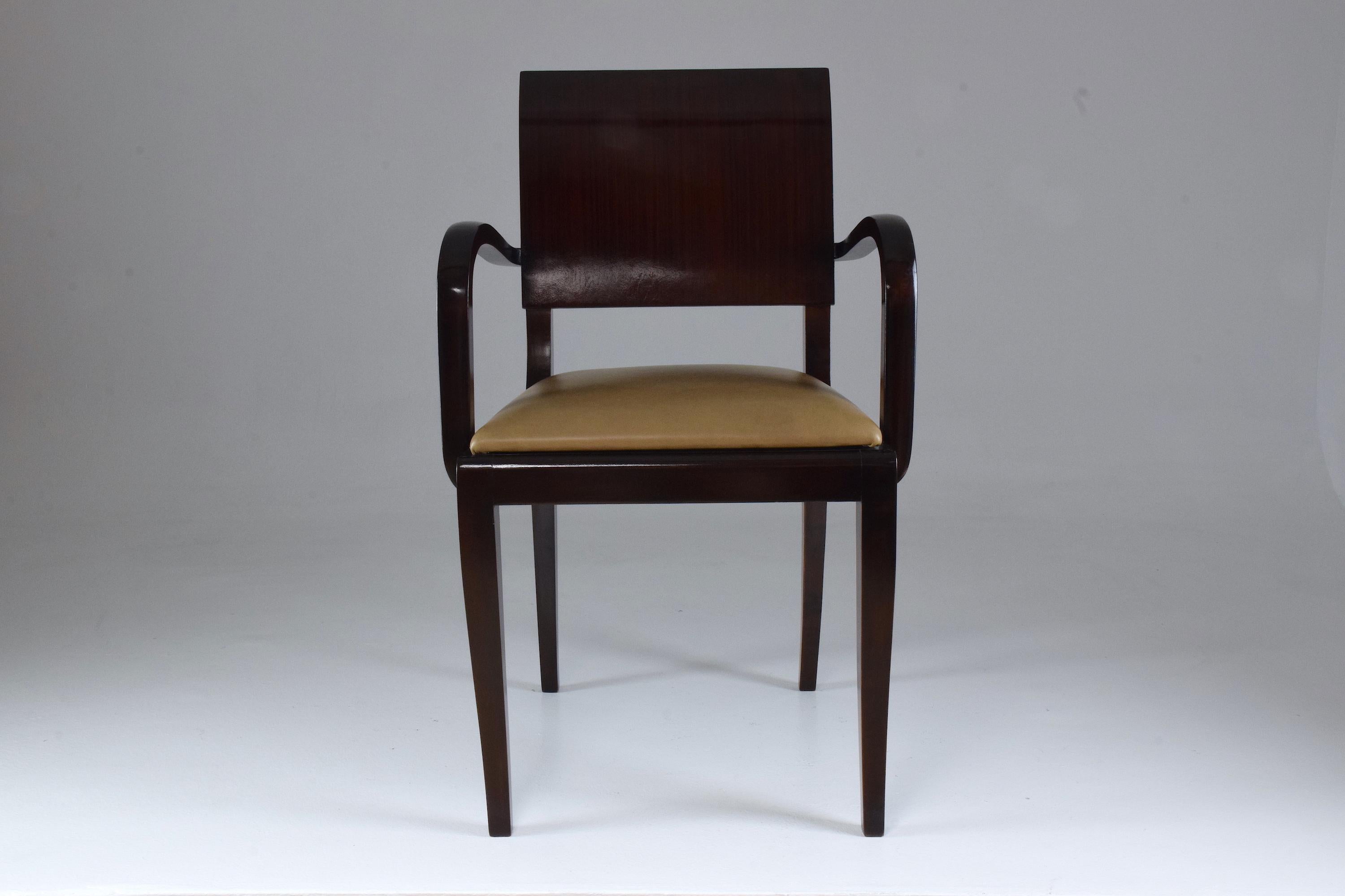 20th Century French Vintage Art Deco Mahogany Chair, 1940s