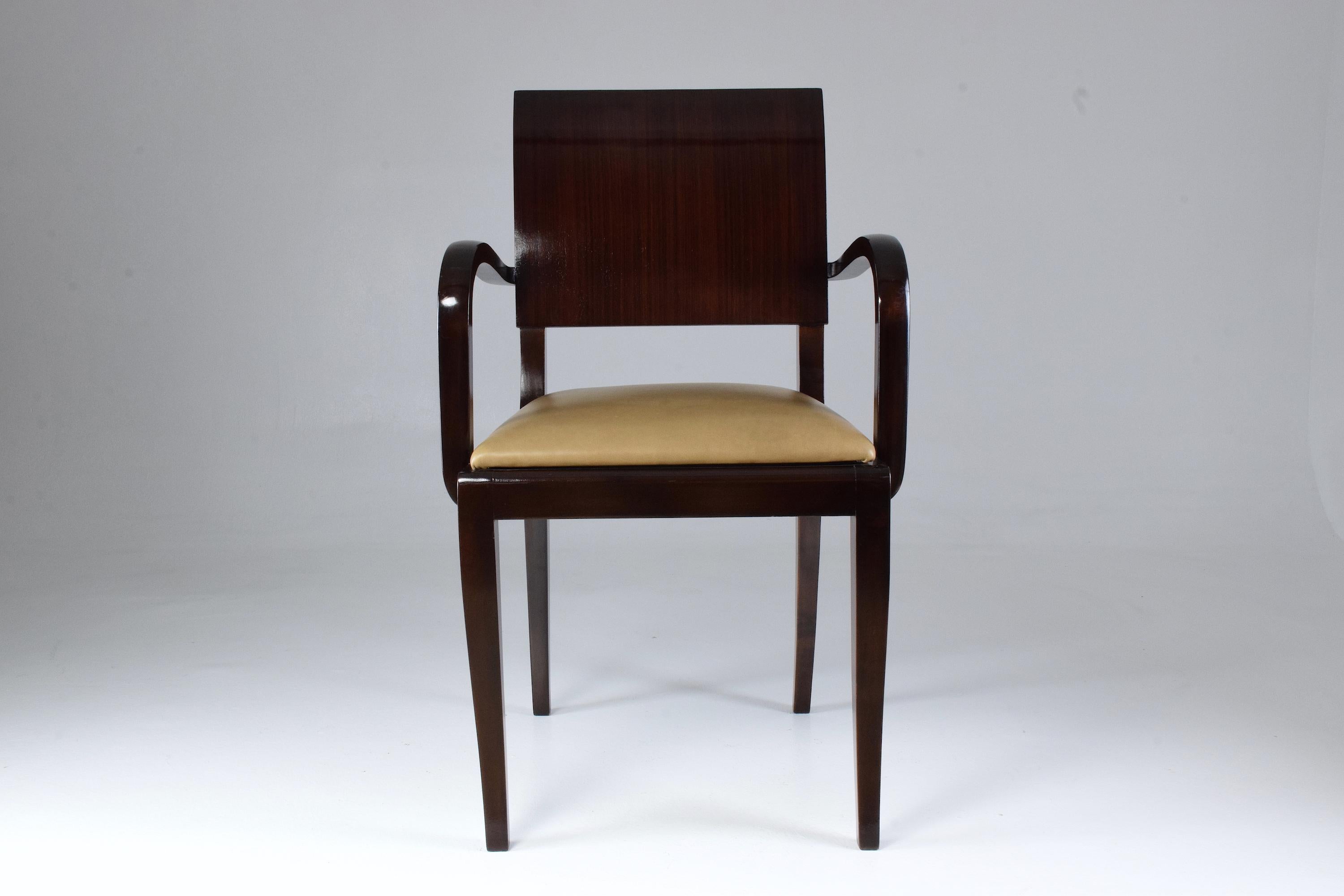 Wood French Vintage Art Deco Mahogany Chair, 1940s