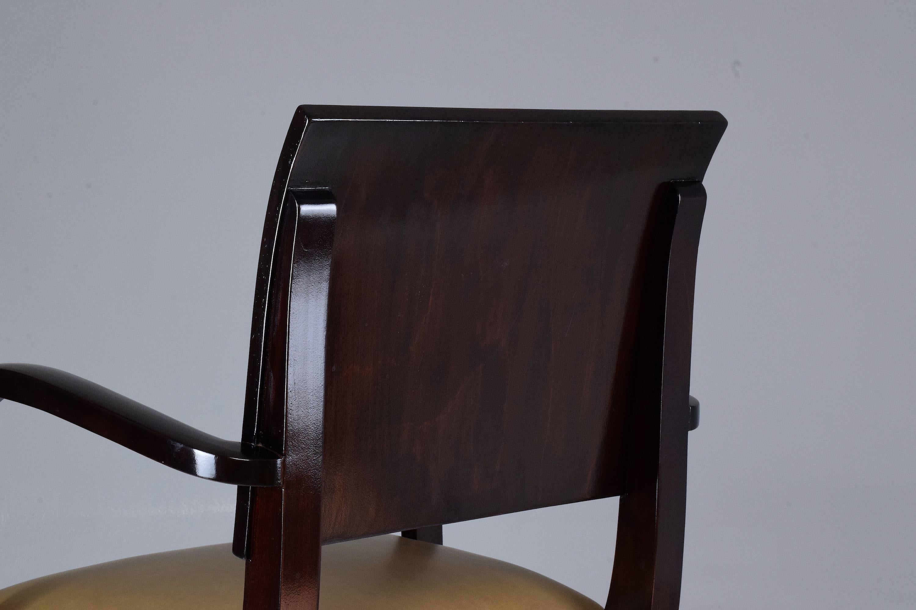 French Vintage Art Deco Mahogany Chair, 1940s 1