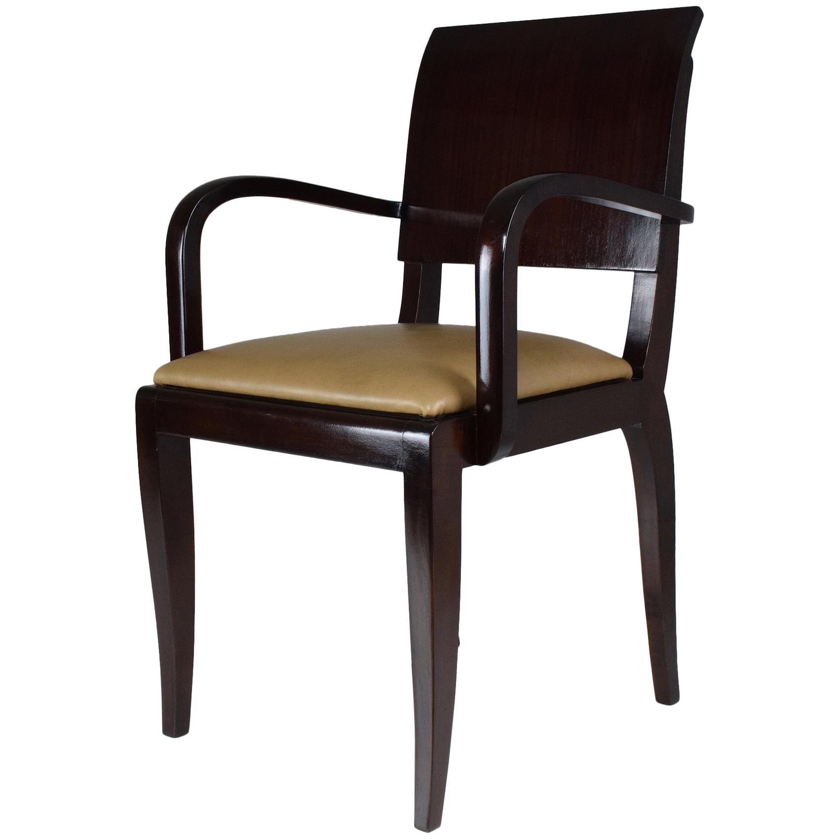 French Vintage Art Deco Mahogany Chair, 1940s
