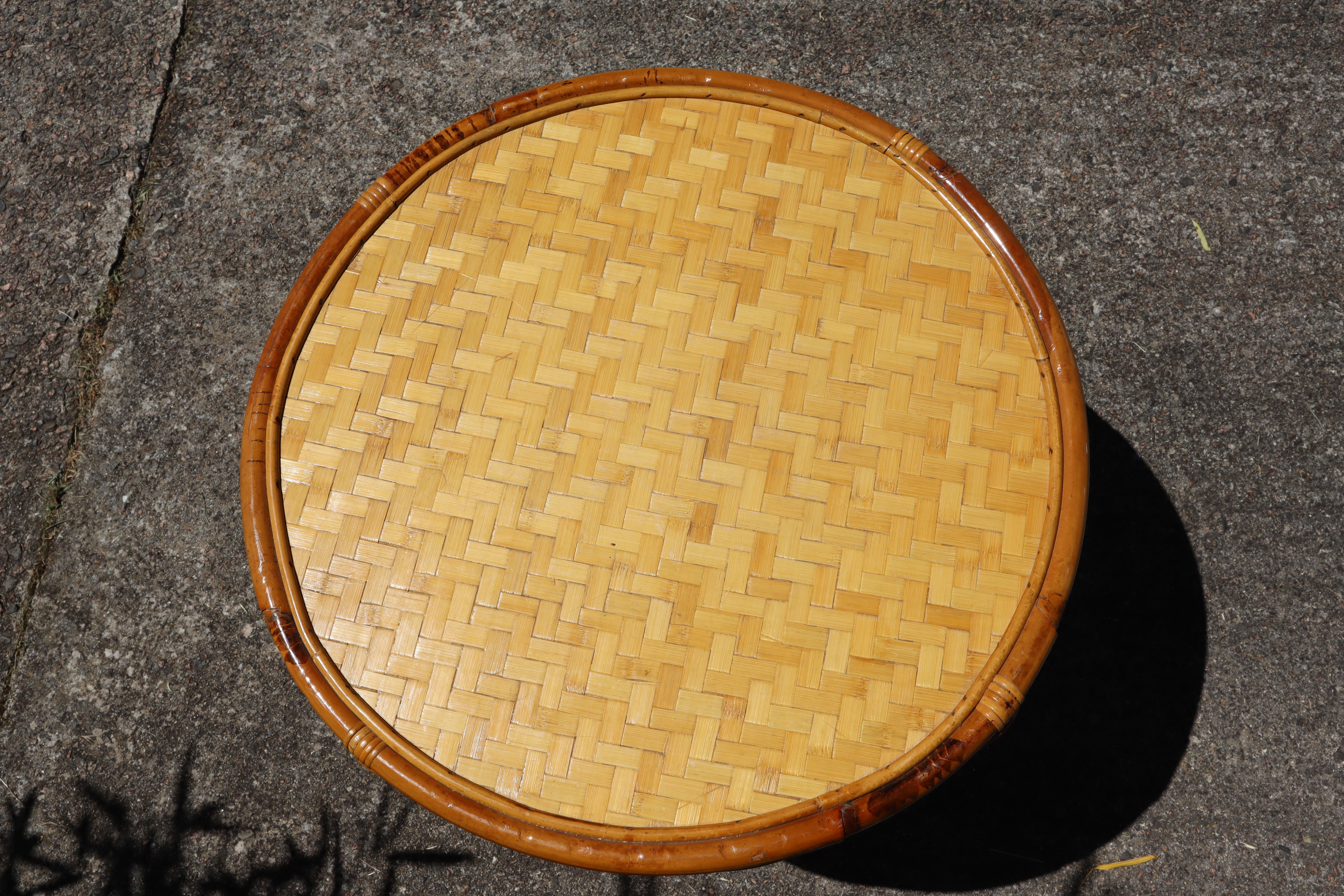 French Vintage Bamboo Dining Table-Side Center-Coffee Table-Patio Table-70s In Good Condition In Bussiere Dunoise, Nouvel Aquitaine