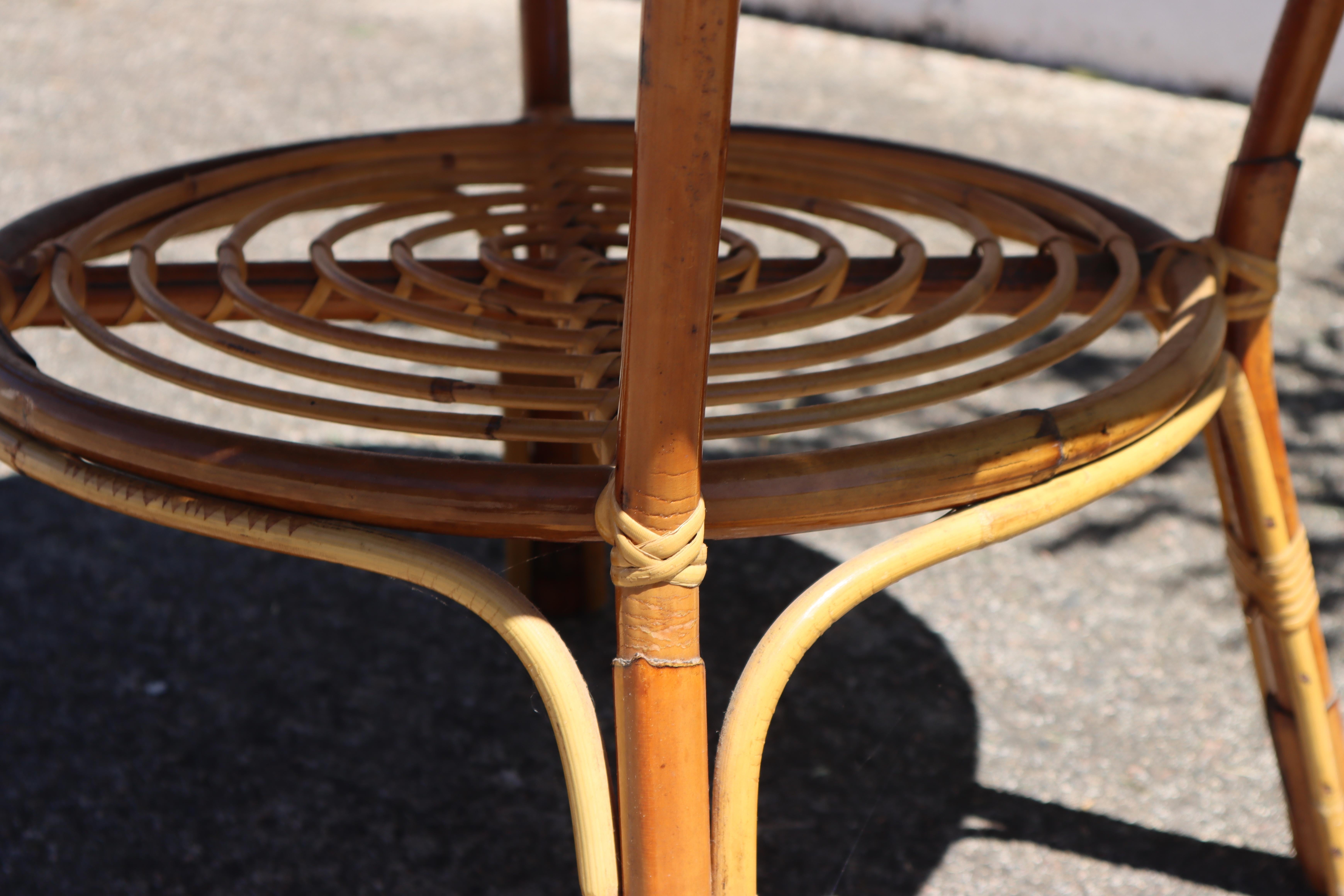 French Vintage Bamboo Dining Table-Side Center-Coffee Table-Patio Table-70s 4