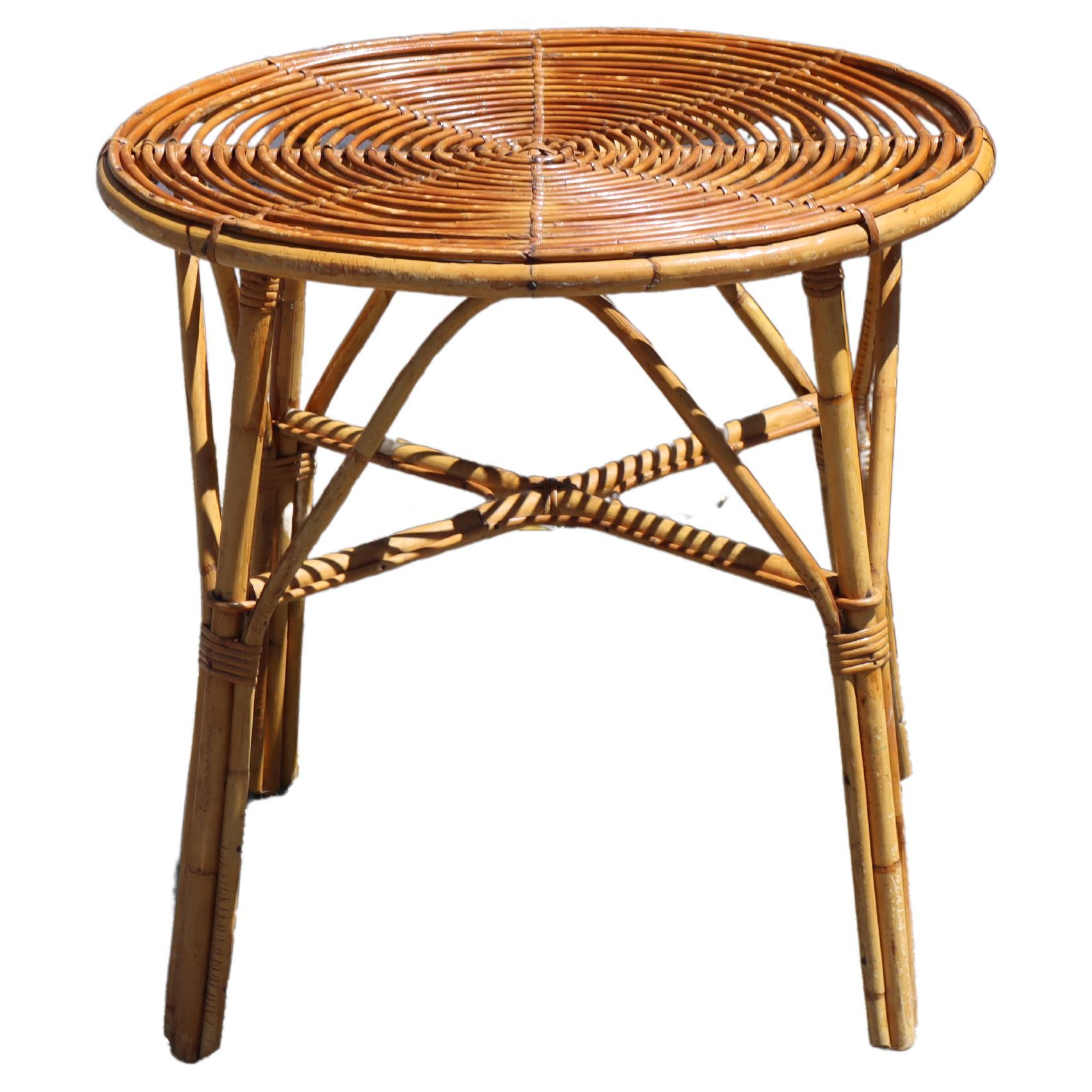 Table de salle à manger en bambou vintage française - Table d'appoint - Table basse - Table patio - années 70