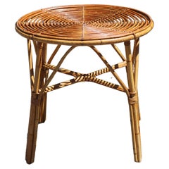 French Retro Bamboo Dining Table-Side Center-Coffee Table-Patio Table-70s